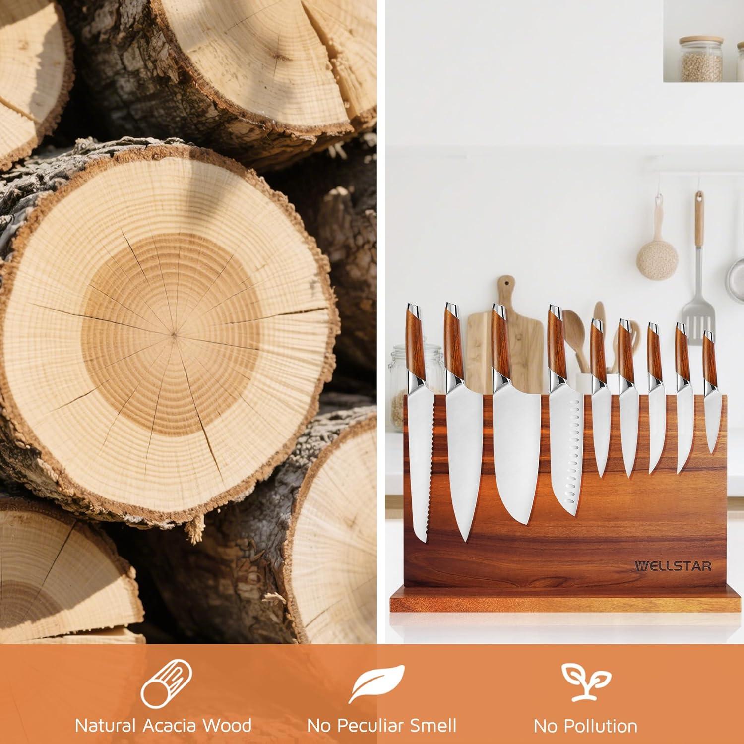 Soporte Magnético para Cuchillos WELLSTAR Acacia 40.6x25.4cm