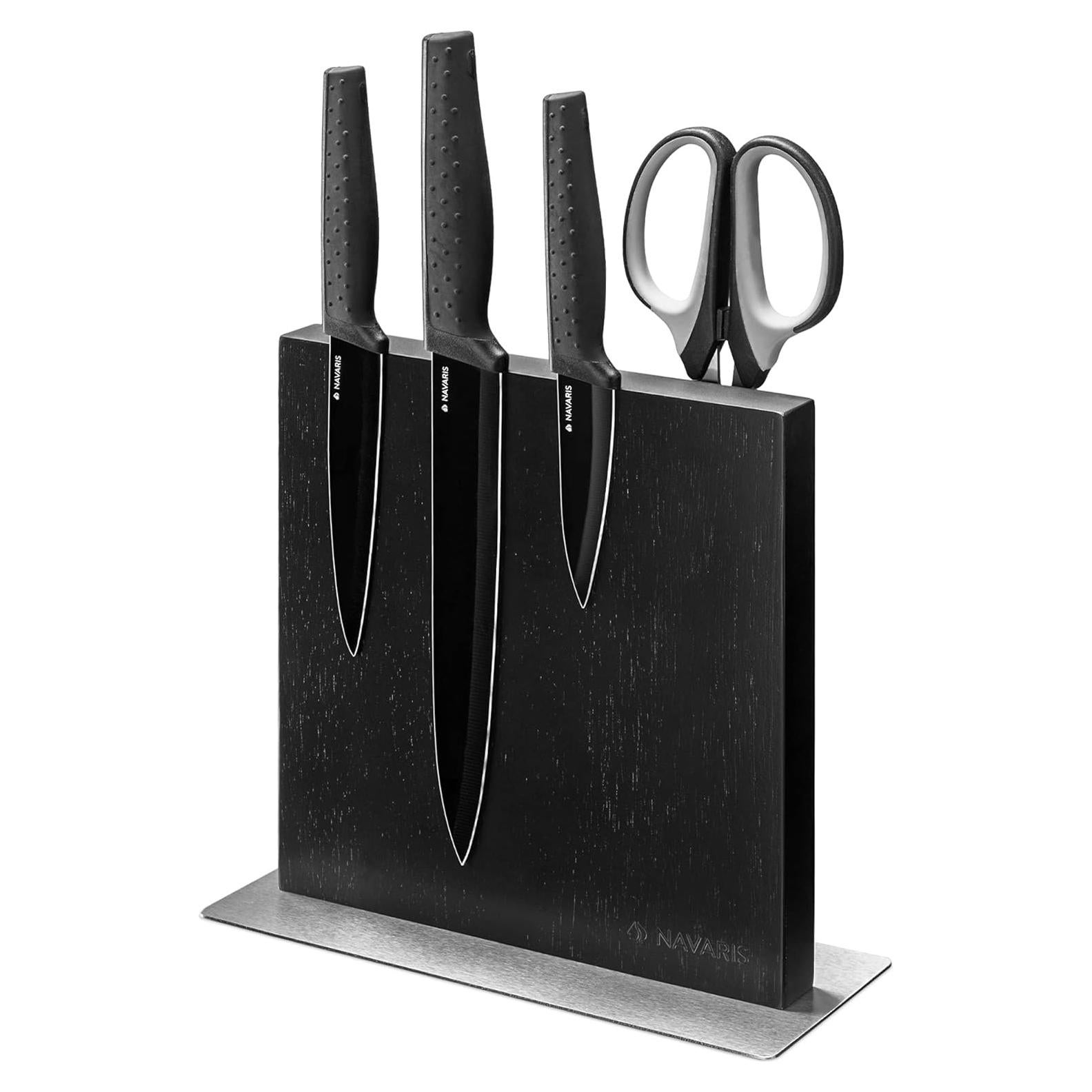 Soporte Magnético para Cuchillos Navaris - Madera Caucho 25x23cm