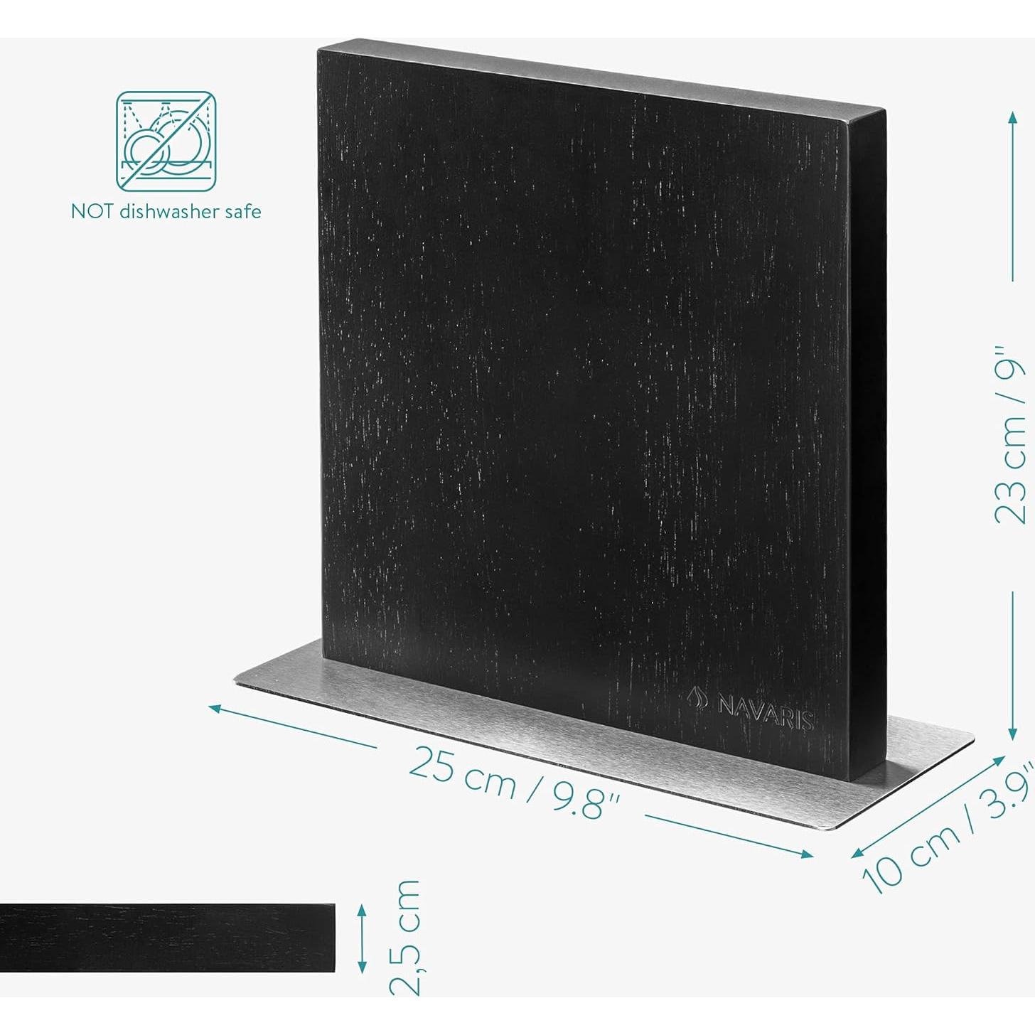 Soporte Magnético para Cuchillos Navaris - Madera Caucho 25x23cm