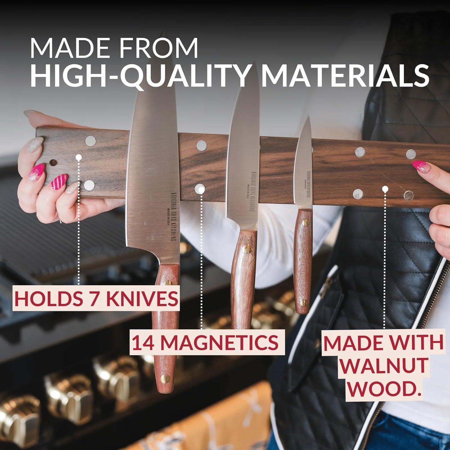 Tira Magnética para Cuchillos Virginia Boys 40.64 cm Madera Nogal