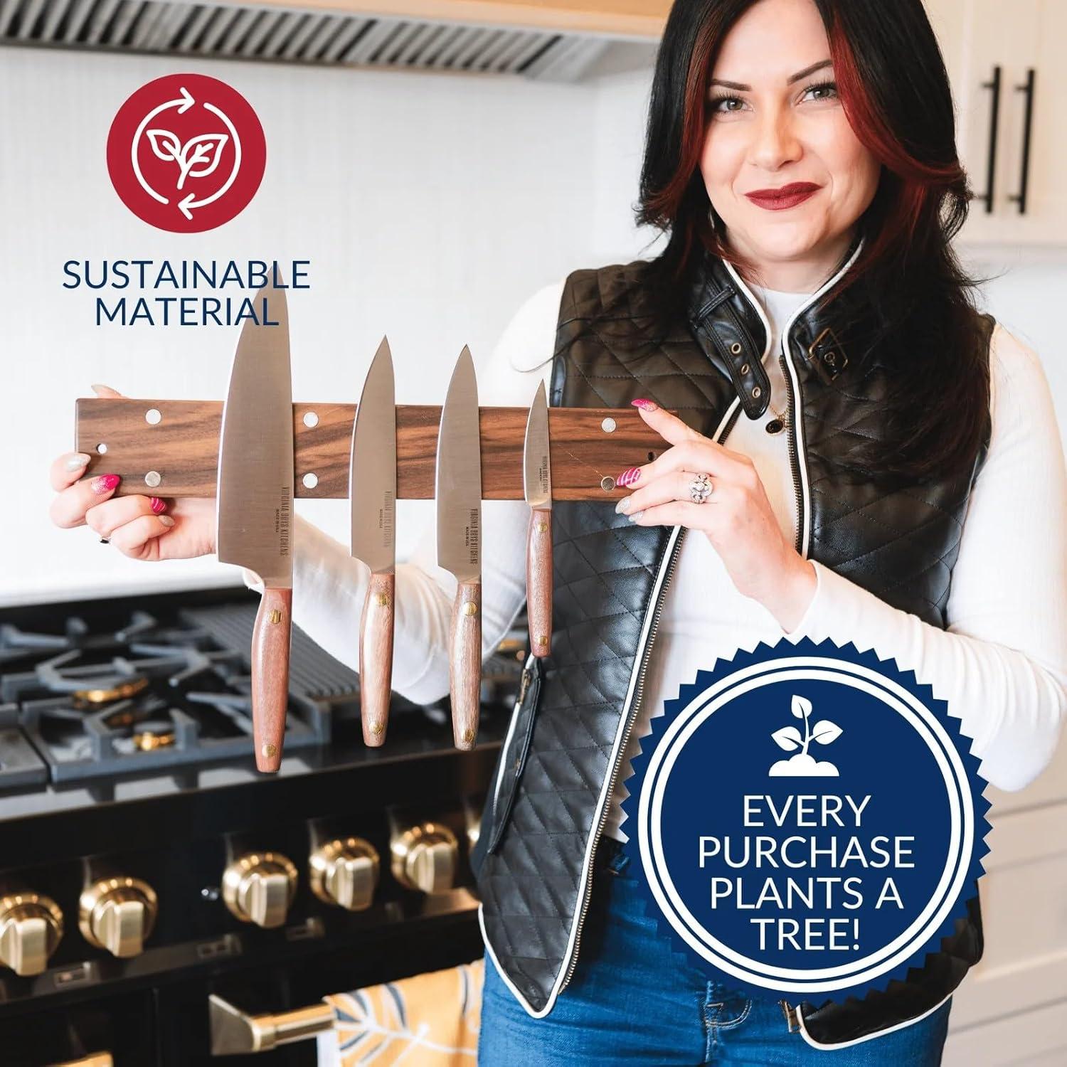 Tira Magnética para Cuchillos Virginia Boys 40.64 cm Madera Nogal