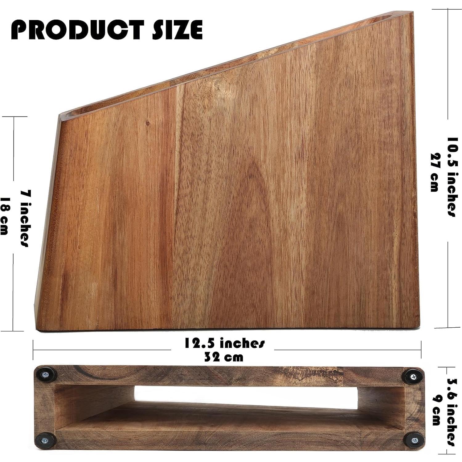 Bloque de cuchillos magnético Uniharpa de madera de acacia 31.75x26.67cm
