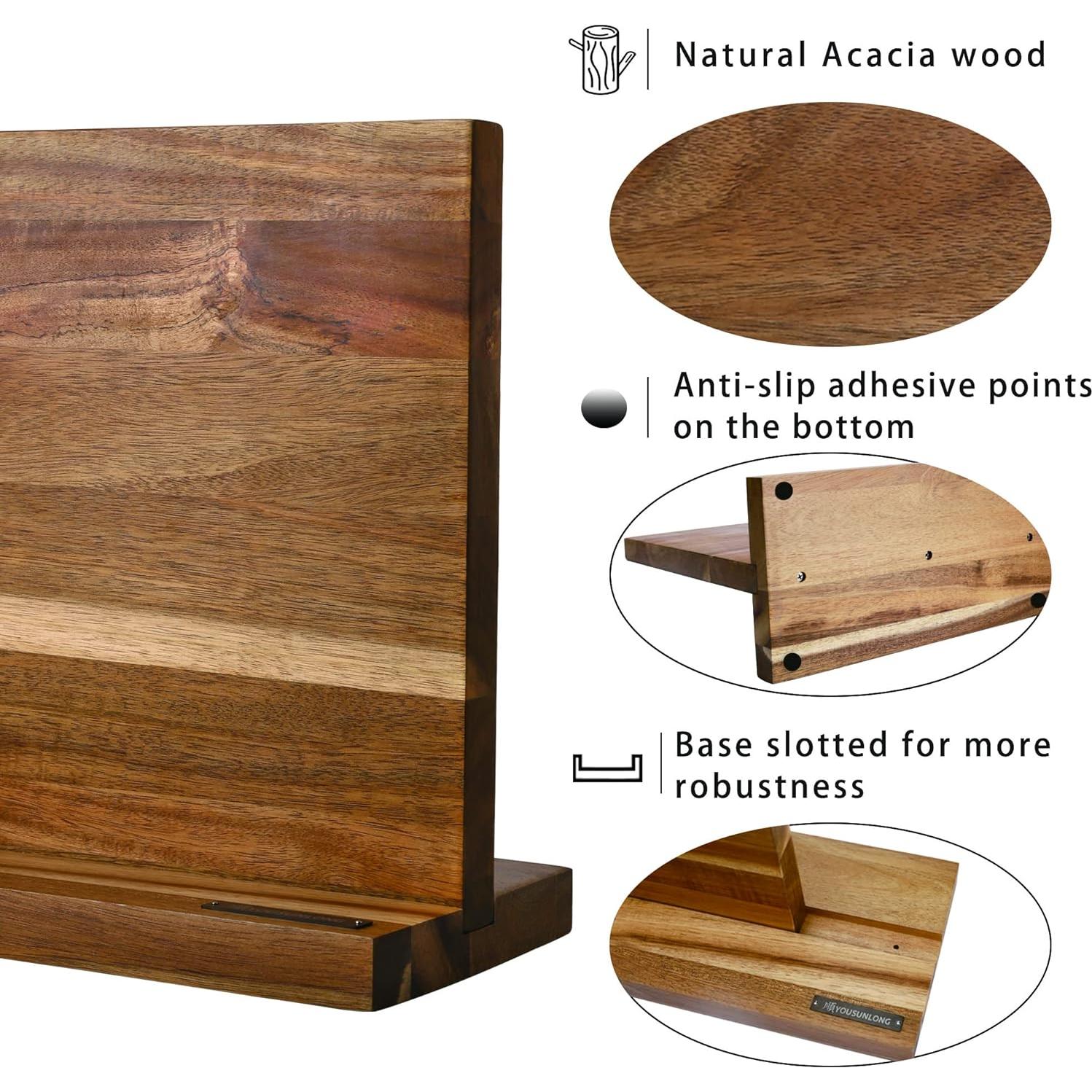 Bloque Magnético para Cuchillos YOUSUNLONG - Madera Acacia 32 cm