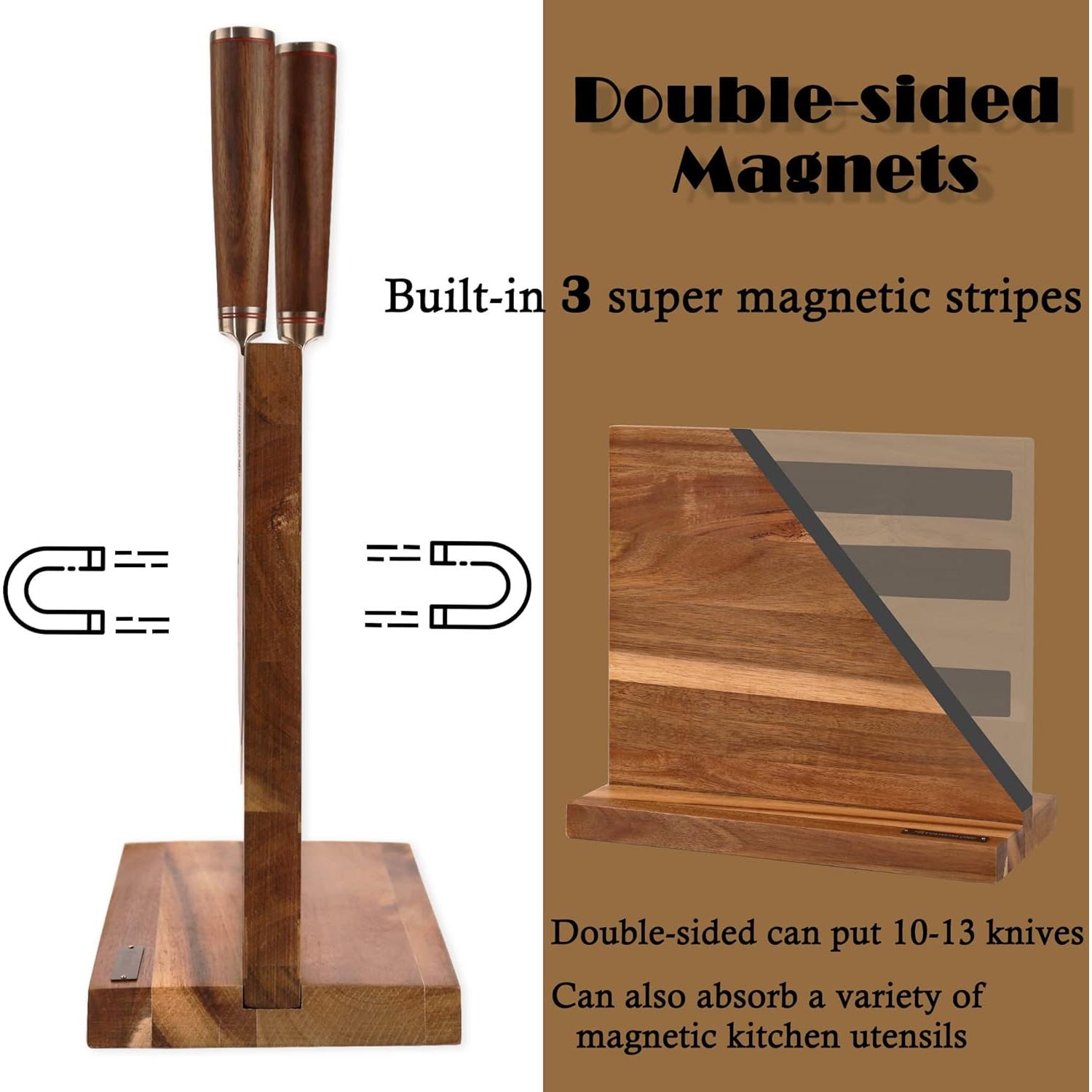 Bloque Magnético para Cuchillos YOUSUNLONG - Madera Acacia 32 cm