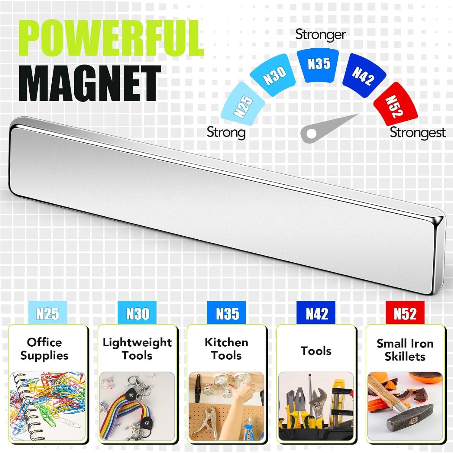 Barras de Imán de Neodimio MIKEDE 12 Piezas 60x10x3mm N35
