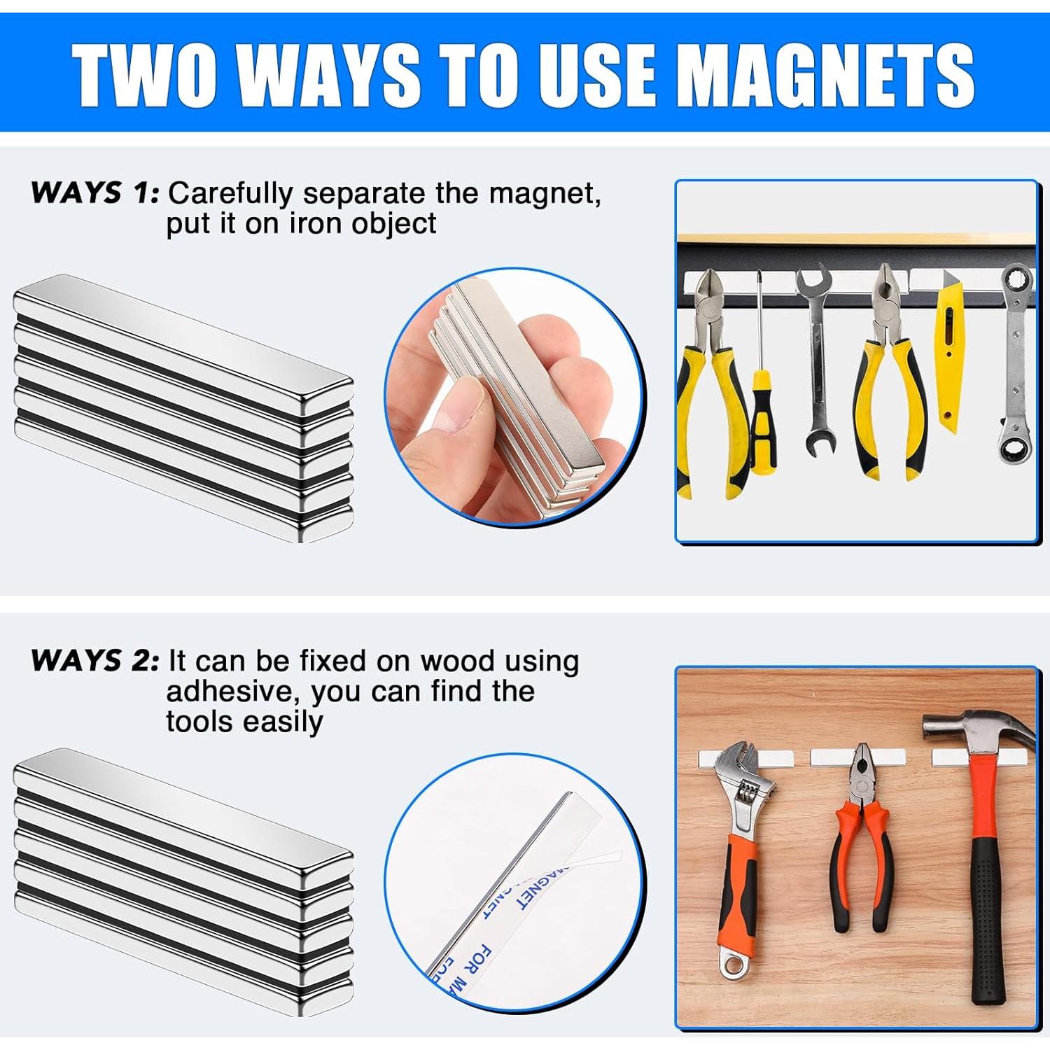 Barras de Imán de Neodimio MIKEDE 12 Piezas 60x10x3mm N35