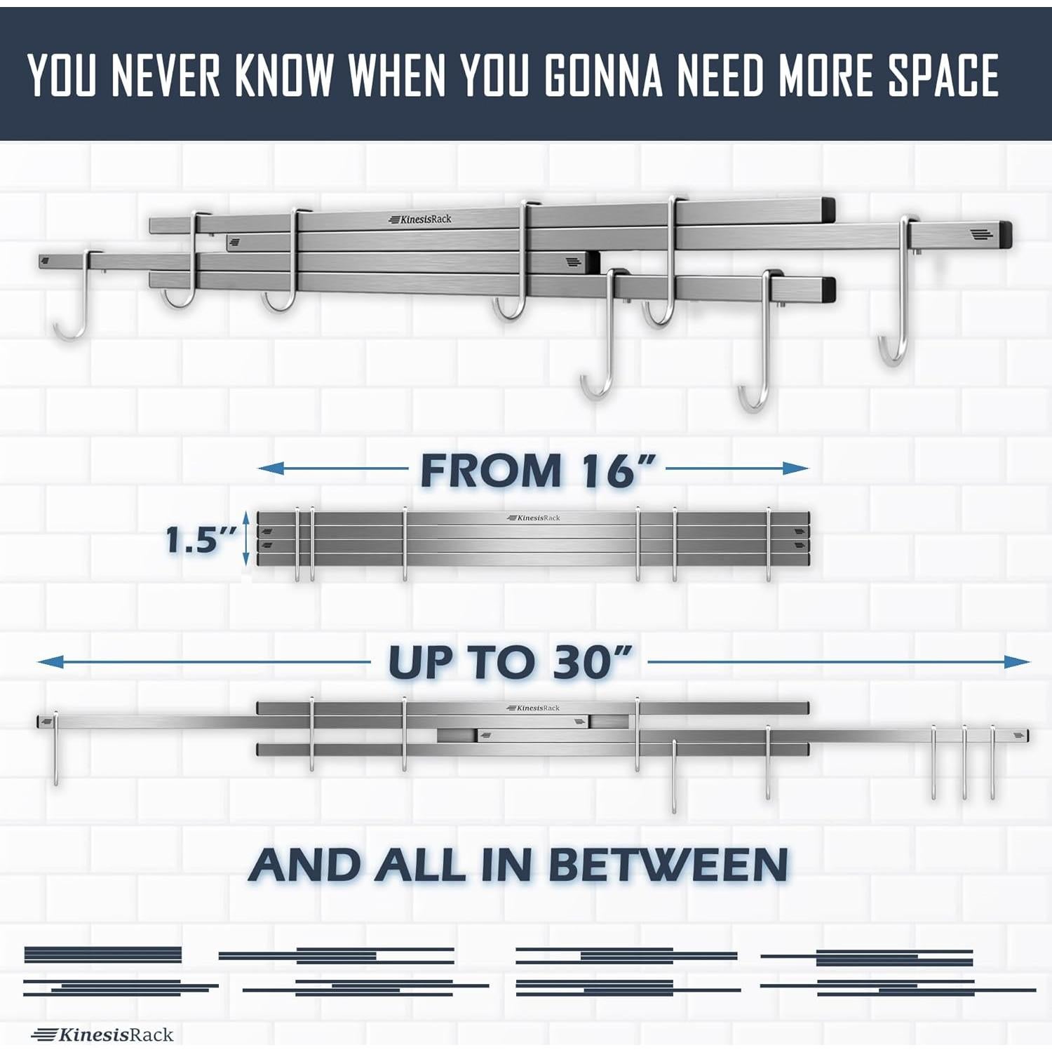 Soporte Magnético para Cuchillos KINESISRACK 40.64-76.2 cm