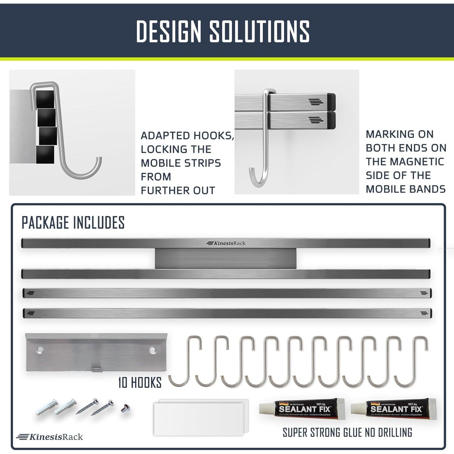 Soporte Magnético para Cuchillos KINESISRACK 40.64-76.2 cm
