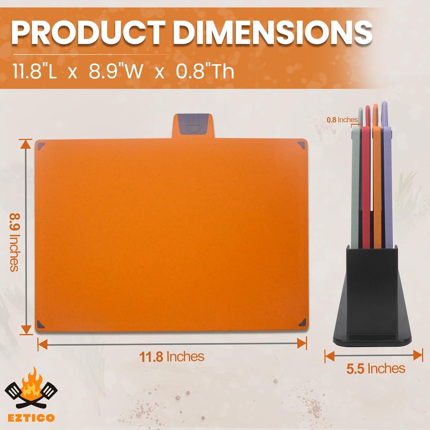 Juego de Tablas de Cortar EZTICO 4 Piezas Libre de BPA con Soporte