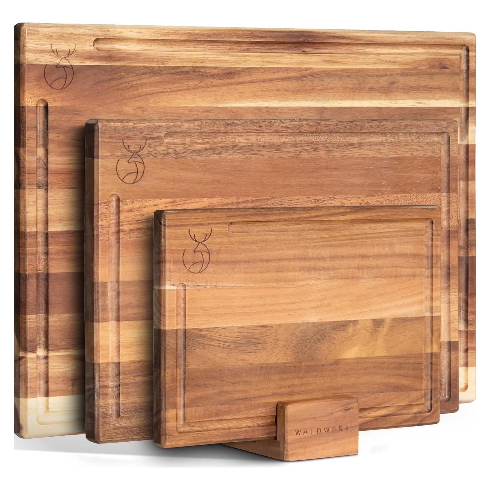 Juego de 3 Tablas de Cortar WALDWERK de Madera de Acacia 40x30 cm