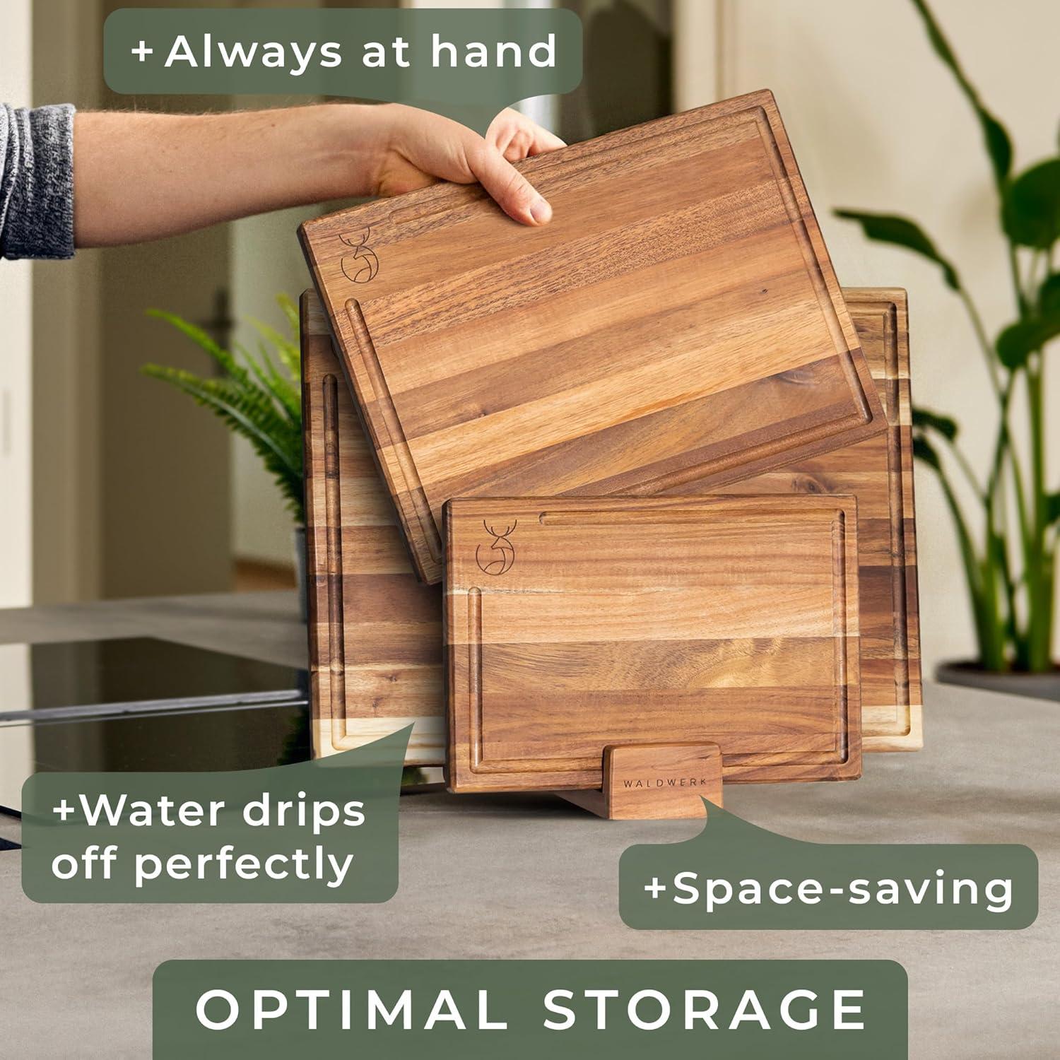 Juego de 3 Tablas de Cortar WALDWERK de Madera de Acacia 40x30 cm