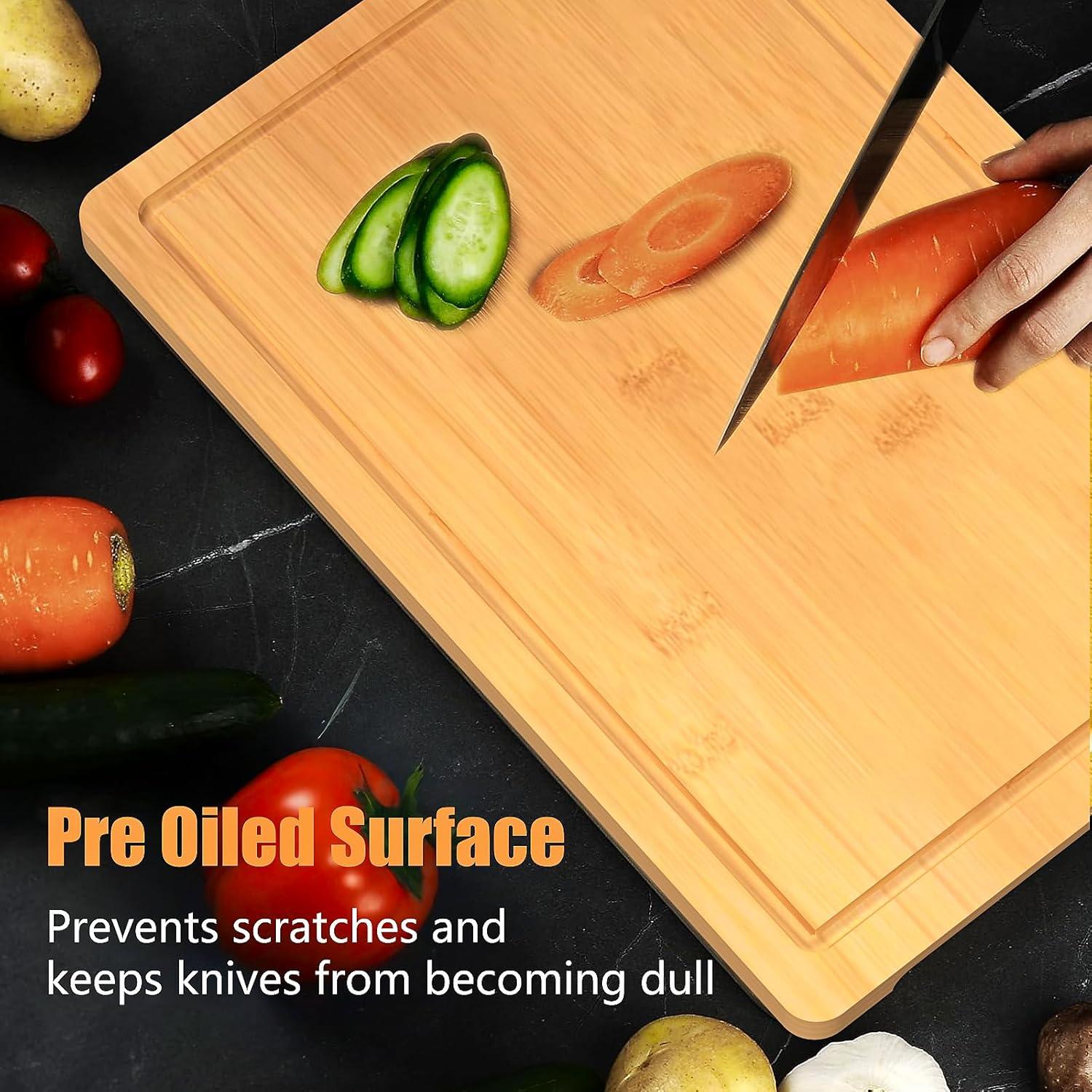 Juego de 3 Tablas de Cortar de Bambú R RUISHENG con Ranura