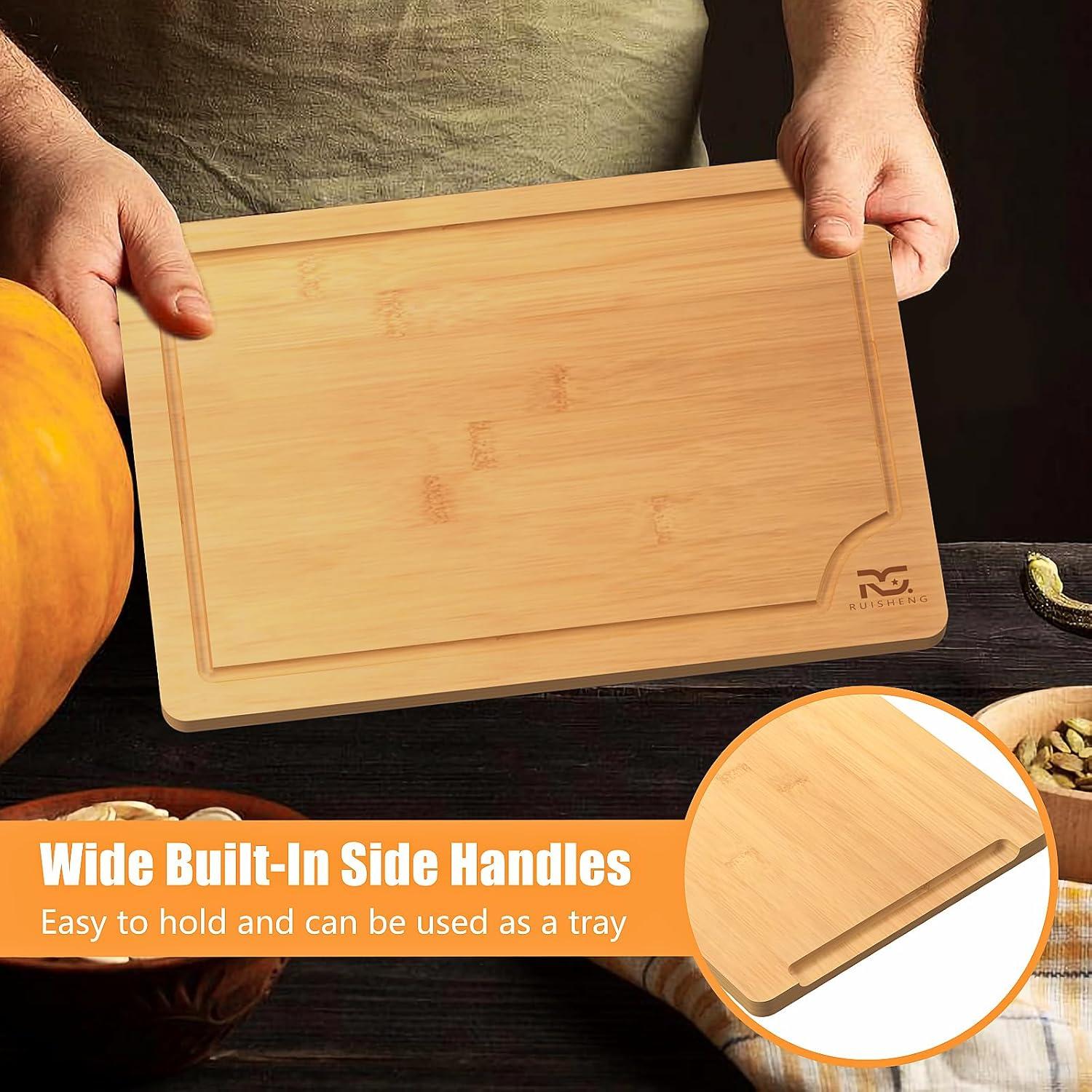 Juego de 3 Tablas de Cortar de Bambú R RUISHENG con Ranura