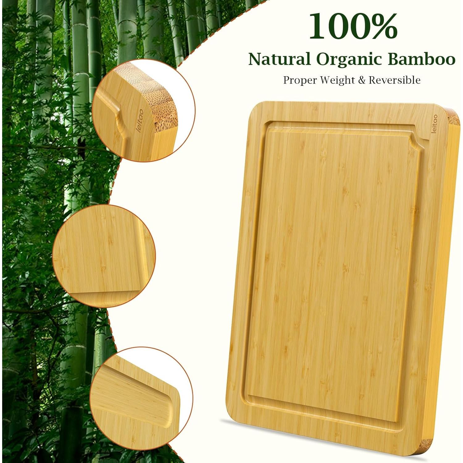 Juego de Tablas de Cortar de Bambú KEGDAN con Soporte 3PCS