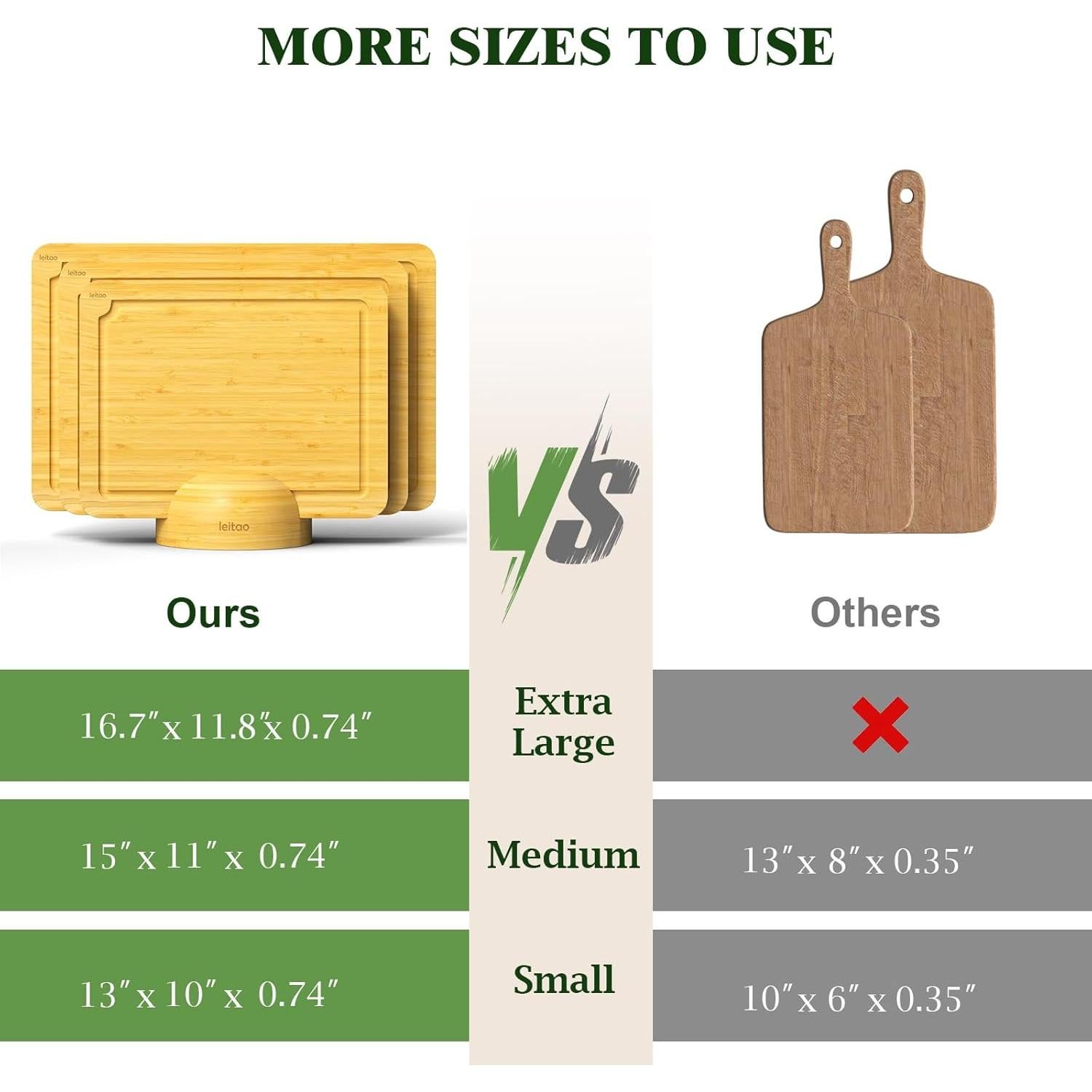 Juego de Tablas de Cortar de Bambú KEGDAN con Soporte 3PCS