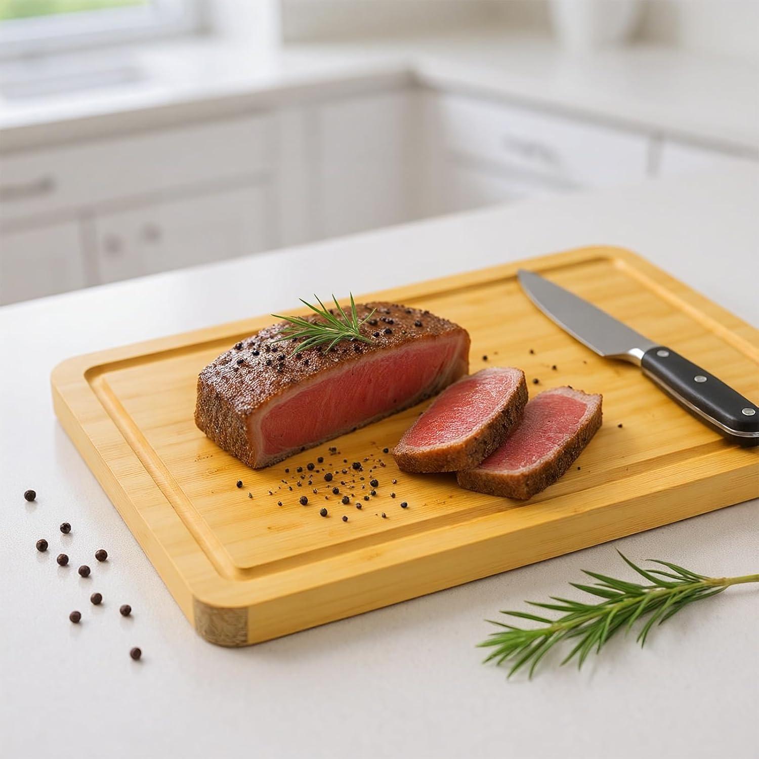 Juego de Tablas de Cortar de Bambú KEGDAN con Soporte 3PCS