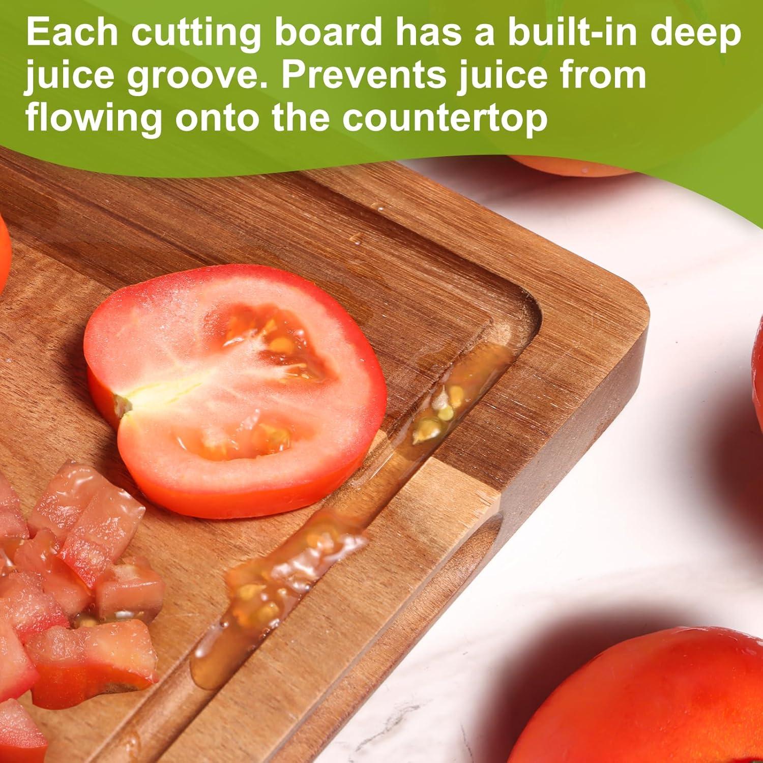 Juego de 4 Tablas de Cortar de Madera de Acacia Lelwoy