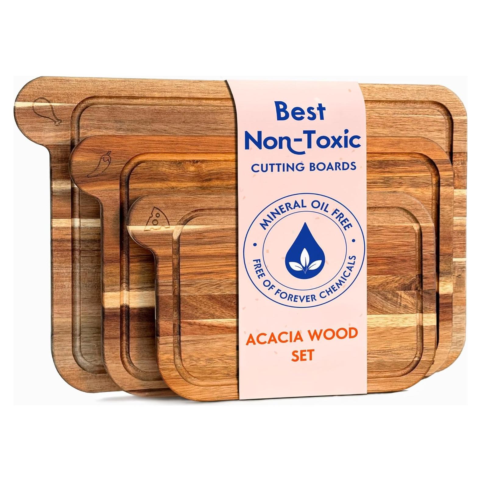 Juego de 3 Tablas de Cortar Ecológicas Ziruma - Madera de Acacia