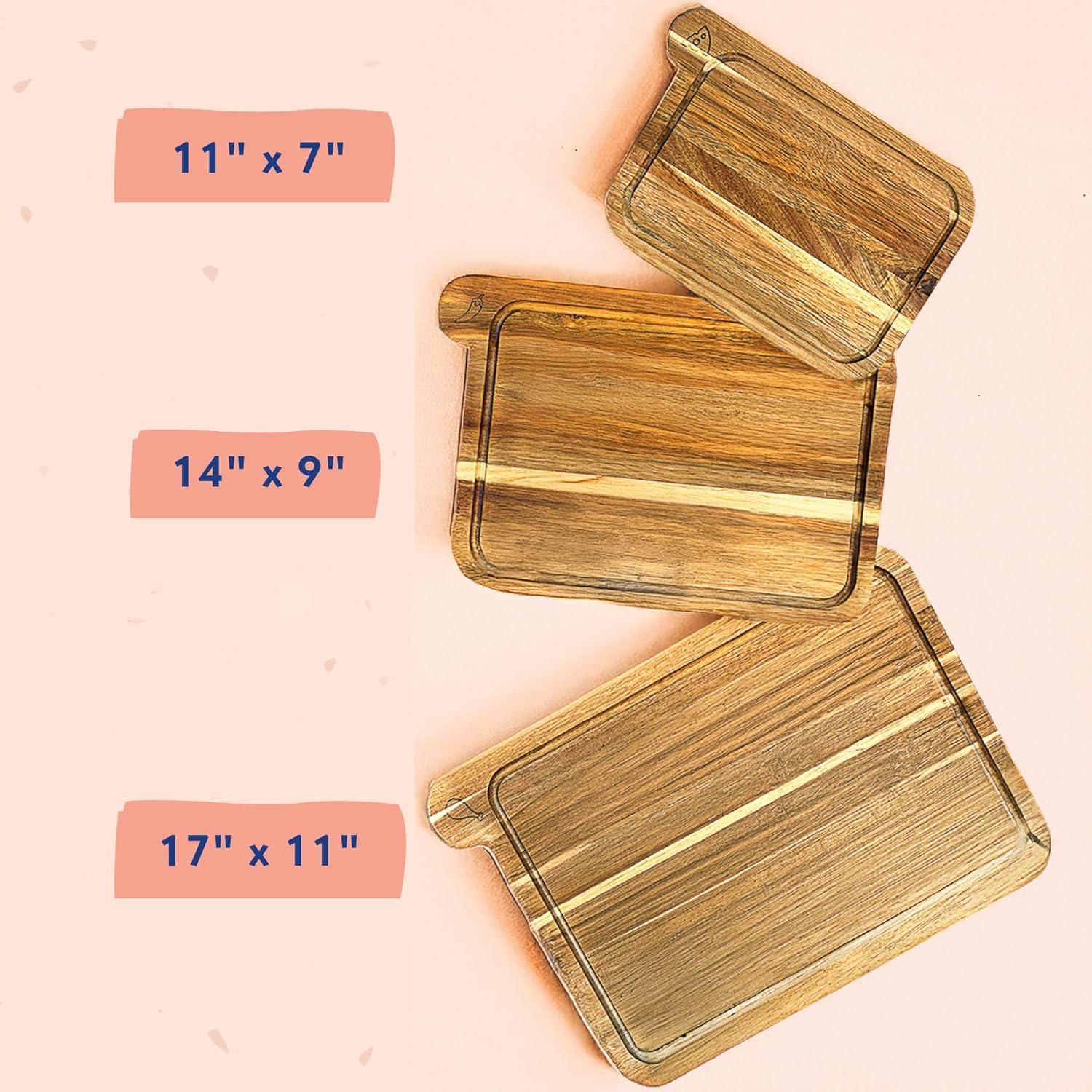 Juego de 3 Tablas de Cortar Ecológicas Ziruma - Madera de Acacia