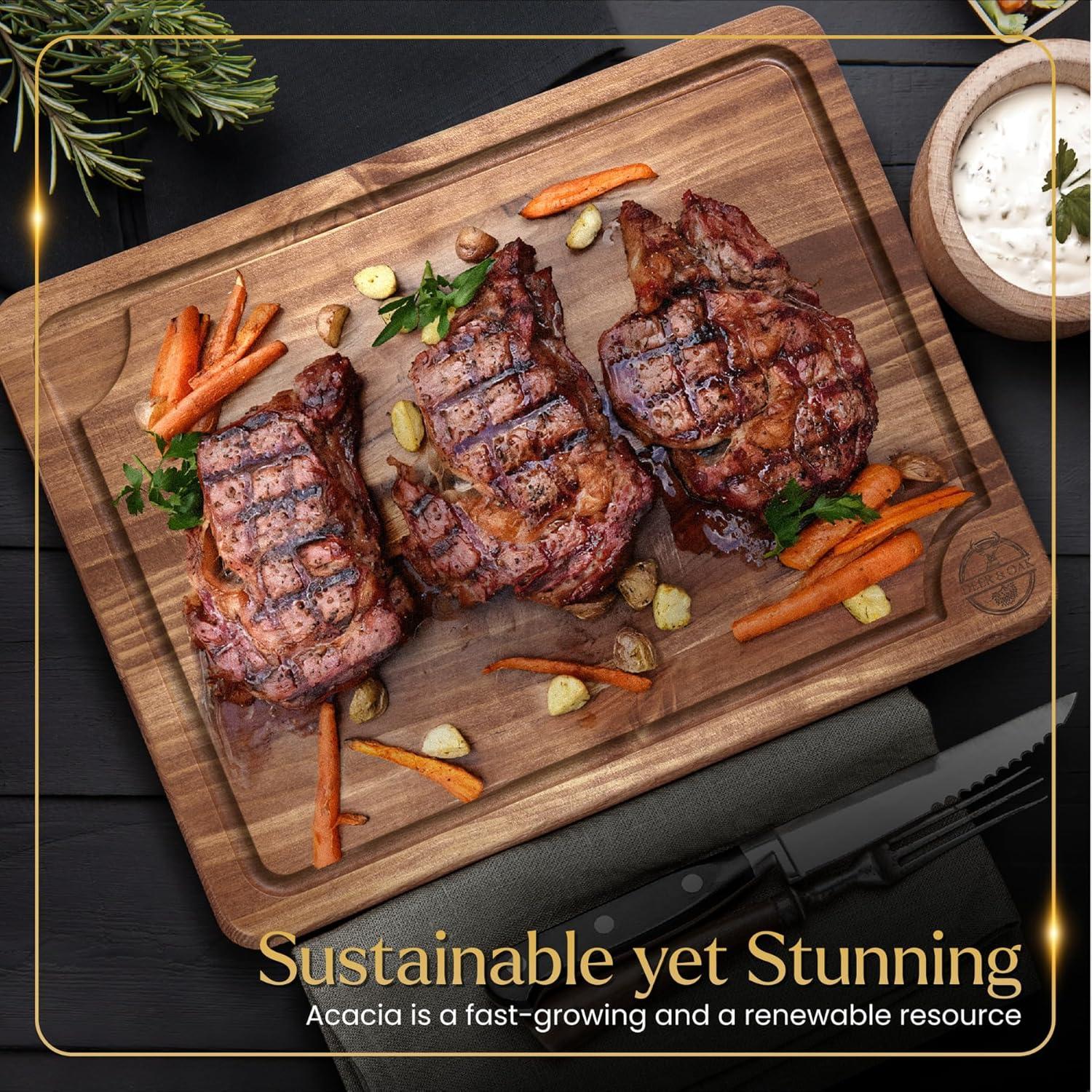 Juego de 3 Tablas de Cortar de Acacia Deer & Oak con Soporte