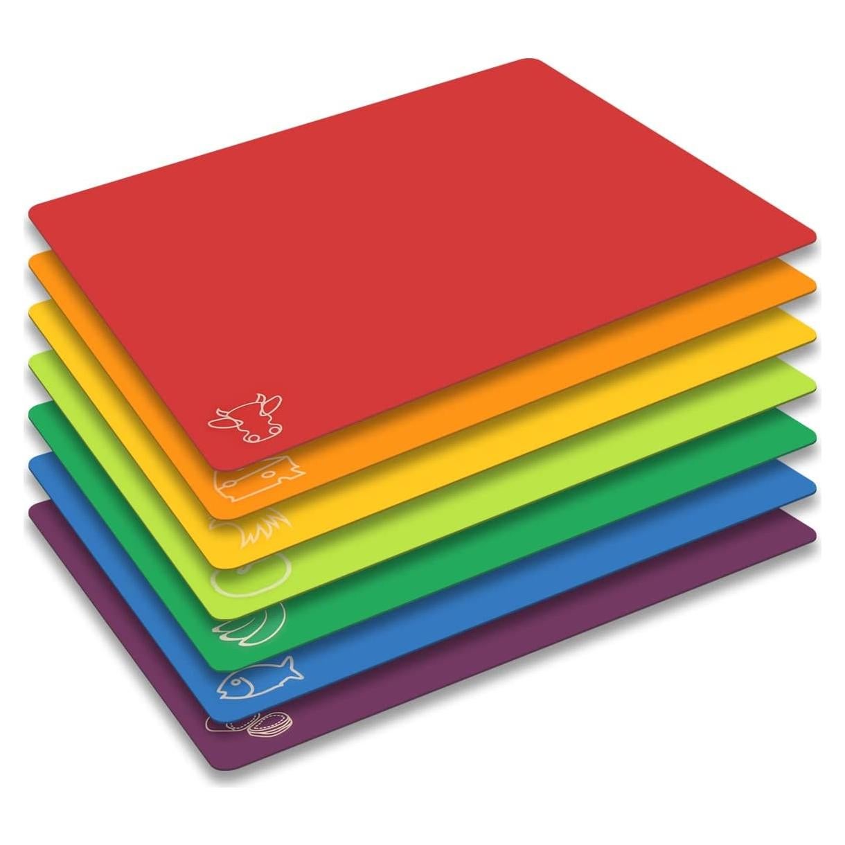 Set de 7 Tablas de Cortar Flexibles Fotouzy Arcoíris Antideslizantes