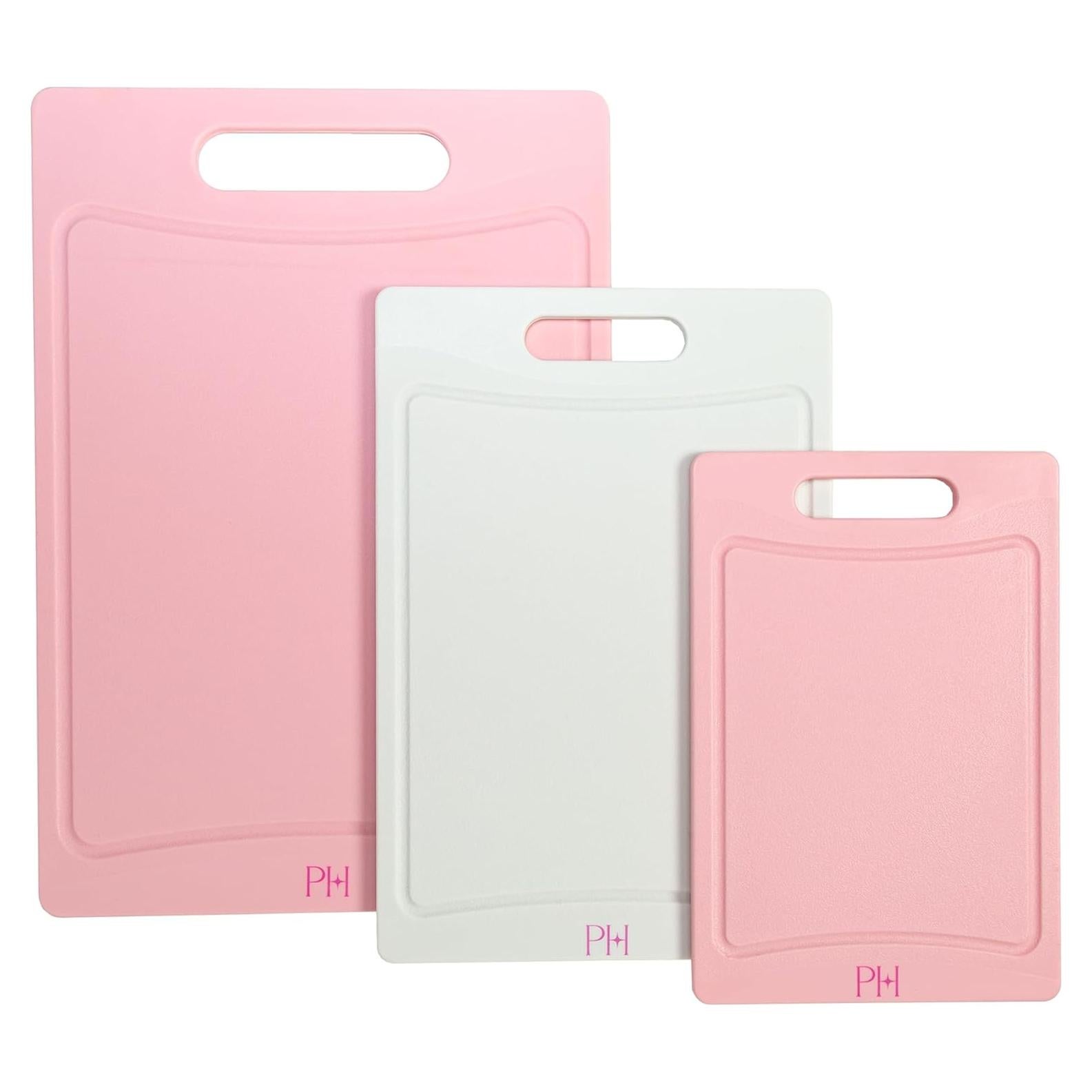 Juego de 3 Tablas de Cortar Paris Hilton, Plástico Sin BPA, Rosa y Crema