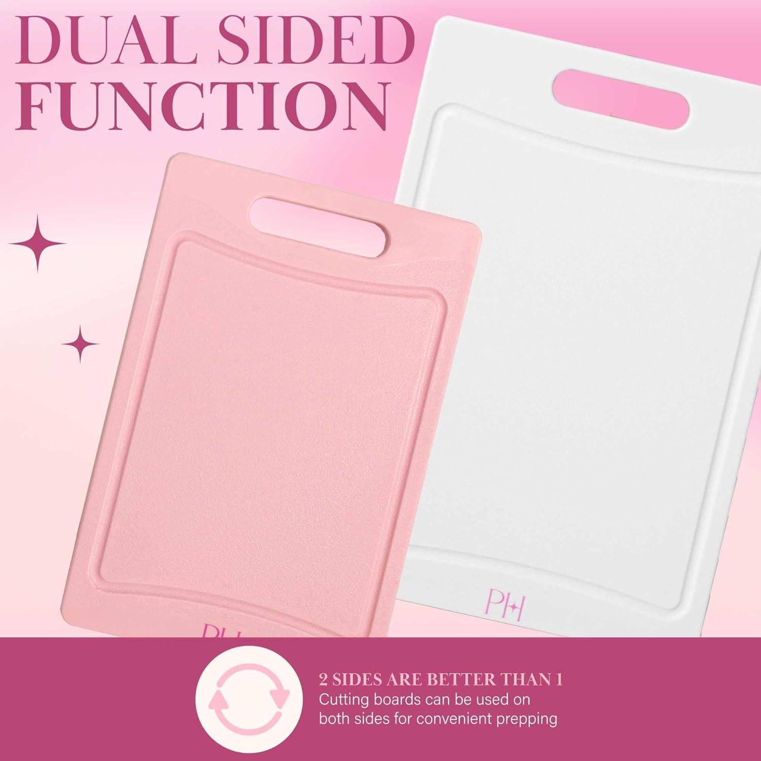 Juego de 3 Tablas de Cortar Paris Hilton, Plástico Sin BPA, Rosa y Crema