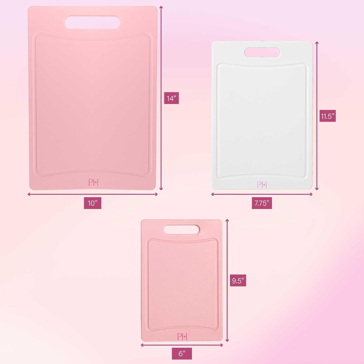 Juego de 3 Tablas de Cortar Paris Hilton, Plástico Sin BPA, Rosa y Crema