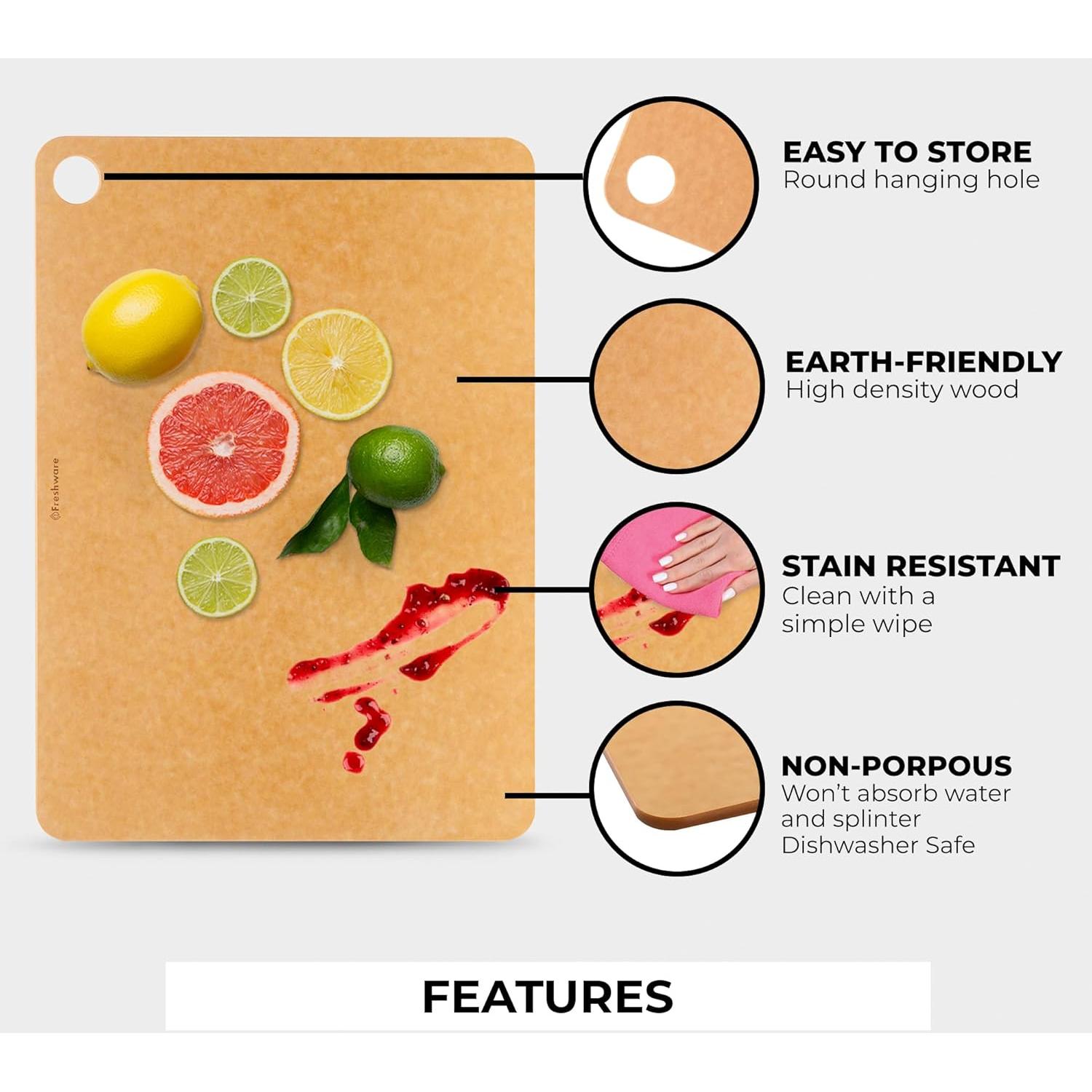 Juego de 2 Tablas de Cortar de Madera Freshware 30.48x22.86cm y 38.1x28.58cm