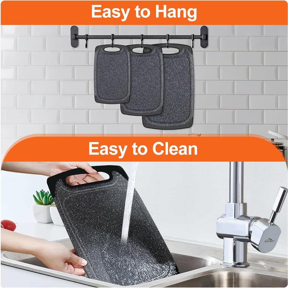 KIMIUP Kitchen Cutting Board (Set of 3),Professional Chopping Boards Sets,Dishwasher Safe Cutting Boards With Juice Grooves & Carrying Handle & No BPA