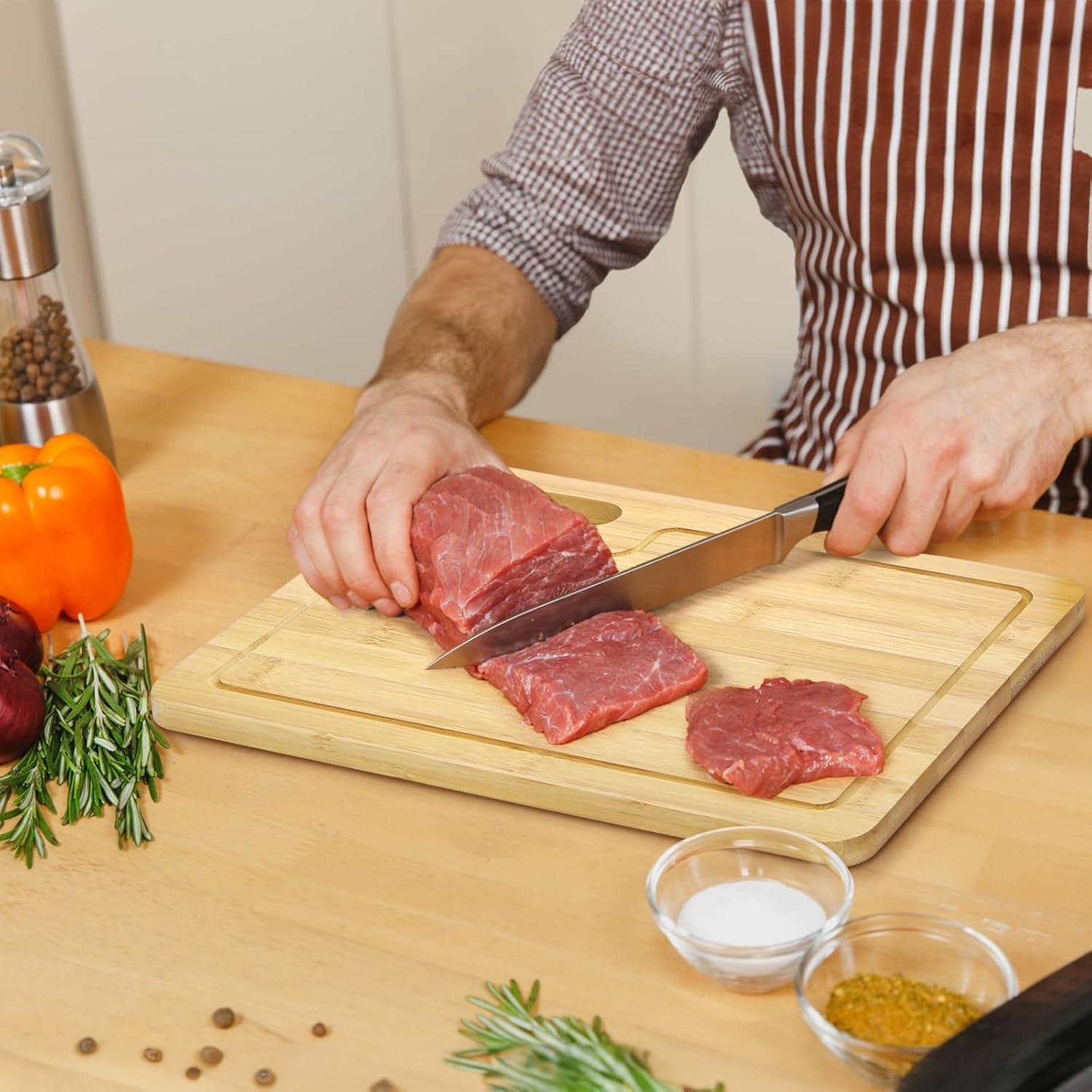 Juego de 4 Tablas de Cortar de Bambú ZENFUN con Soporte