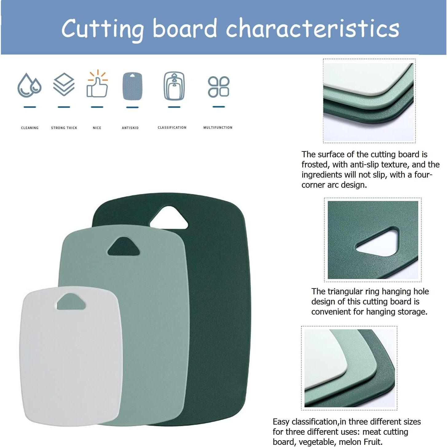 Juego de 3 Tablas de Cortar XINHUISHQZ Verde 35x25cm