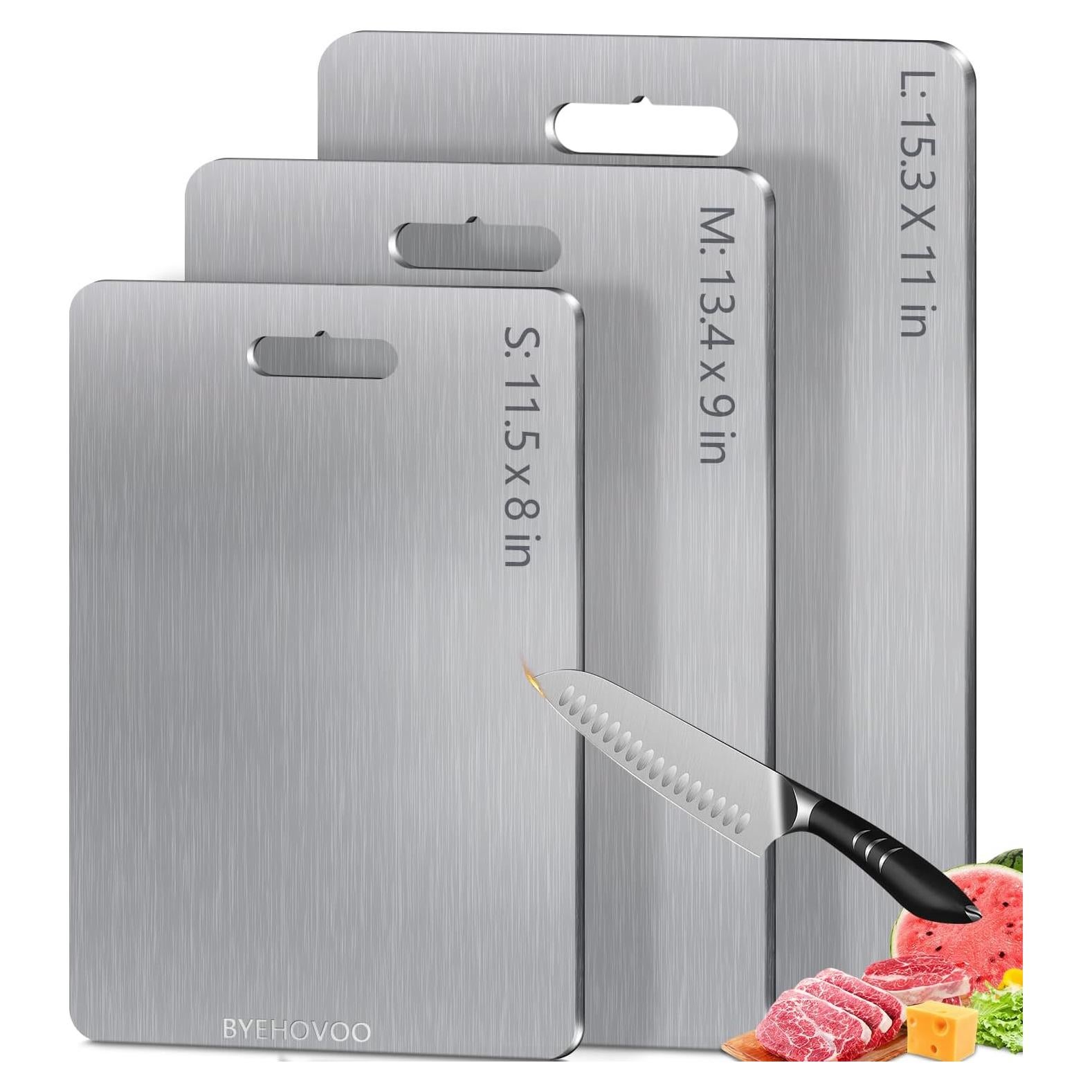 Juego de 3 Tablas de Cortar de Titanio BYEHOVOO - Doble Cara