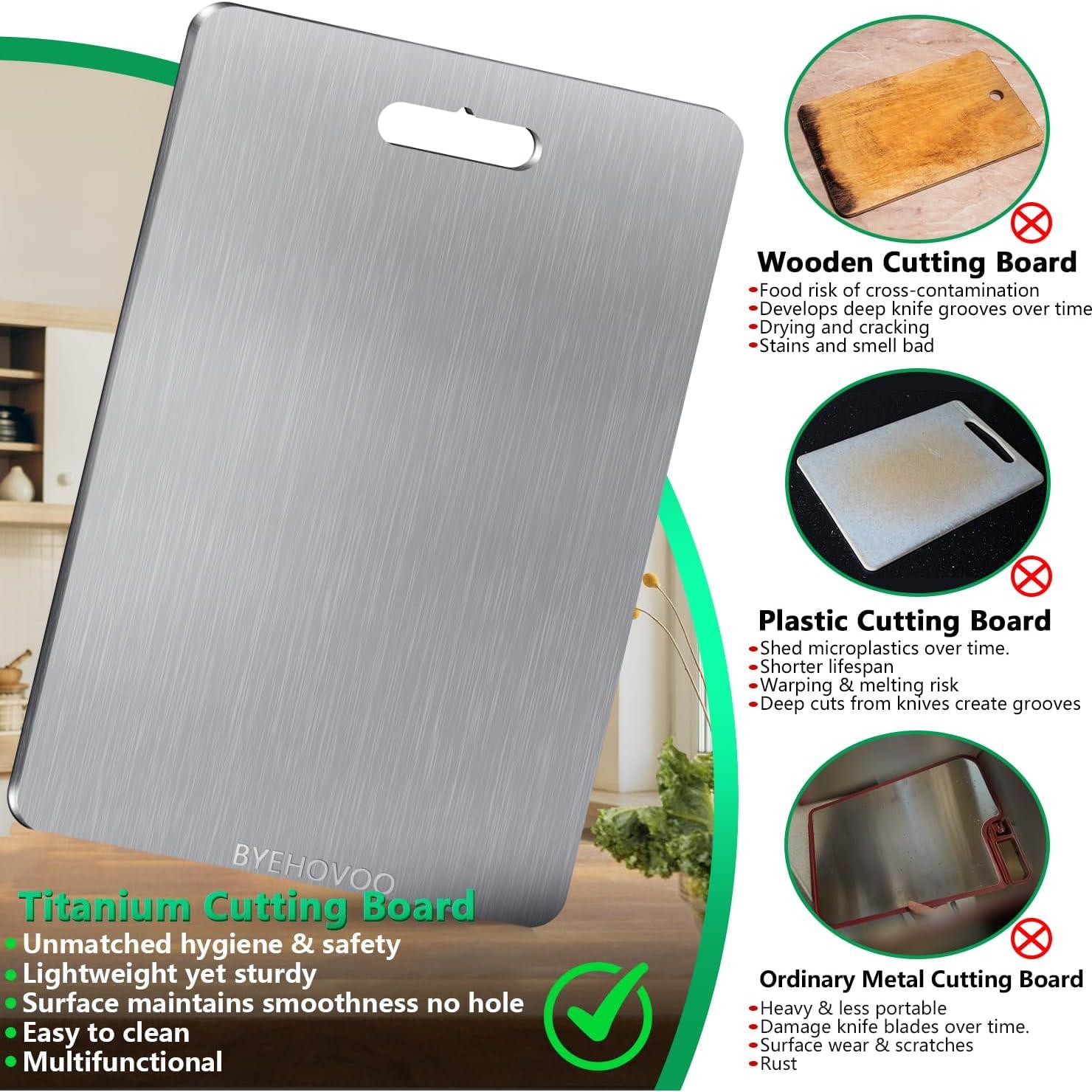 Juego de 3 Tablas de Cortar de Titanio BYEHOVOO - Doble Cara