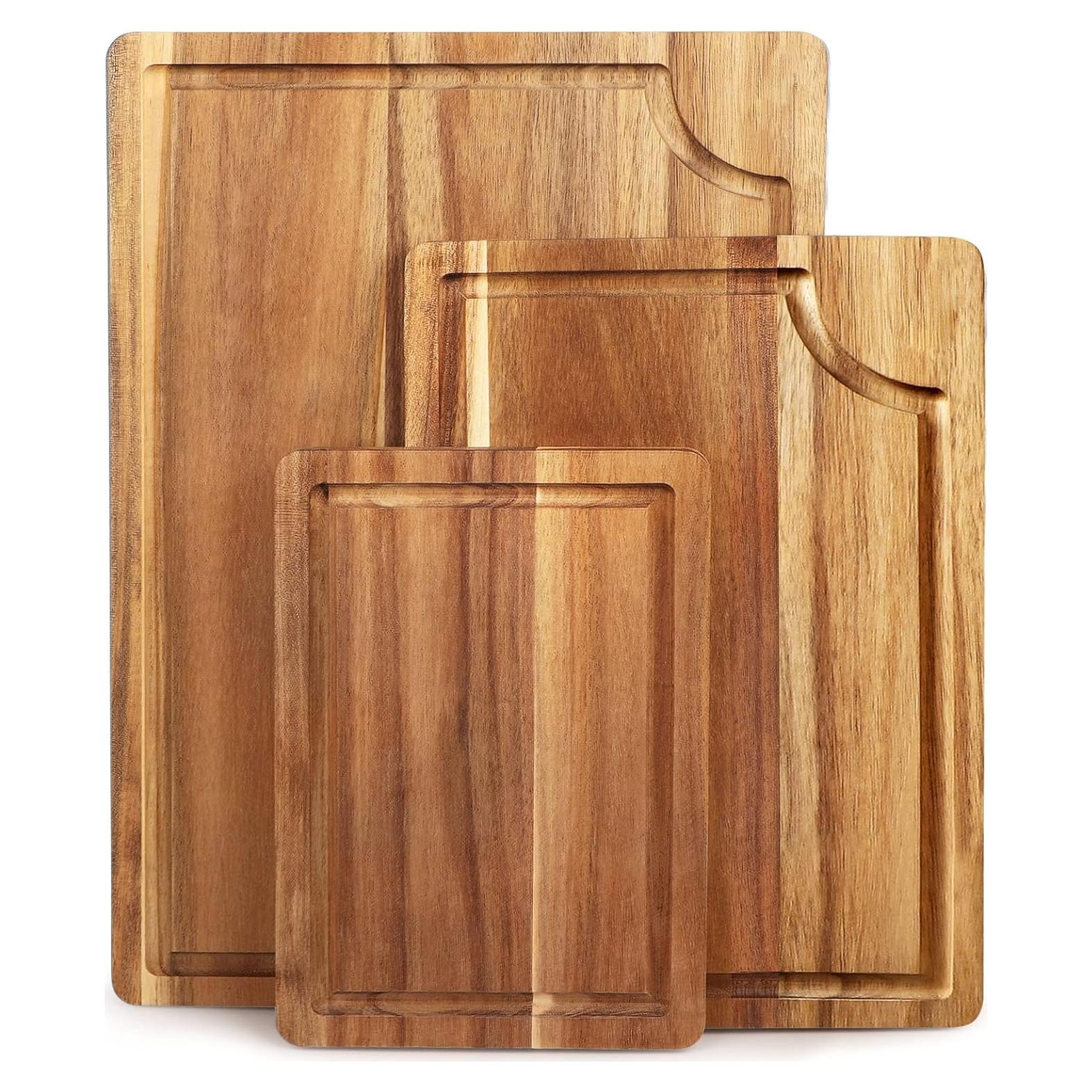 Juego de 3 tablas de cortar de madera AIDEA 38x25 cm