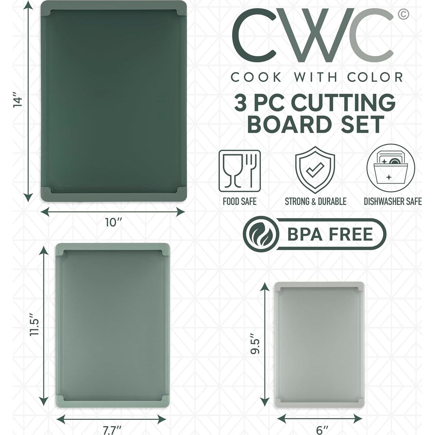 Juego de Tablas de Cortar COOK WITH COLOR 3 Piezas Antideslizantes