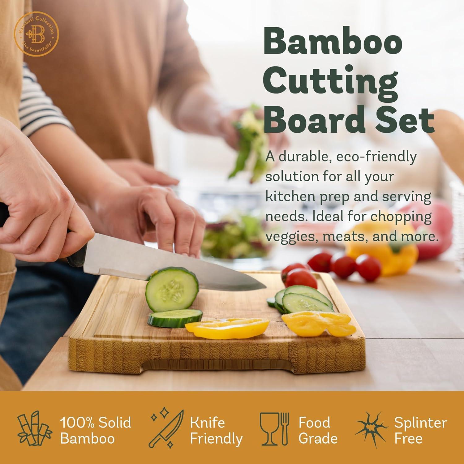 Set de 4 Tablas de Cortar de Bambú con Canal de Jugo - Bambusi