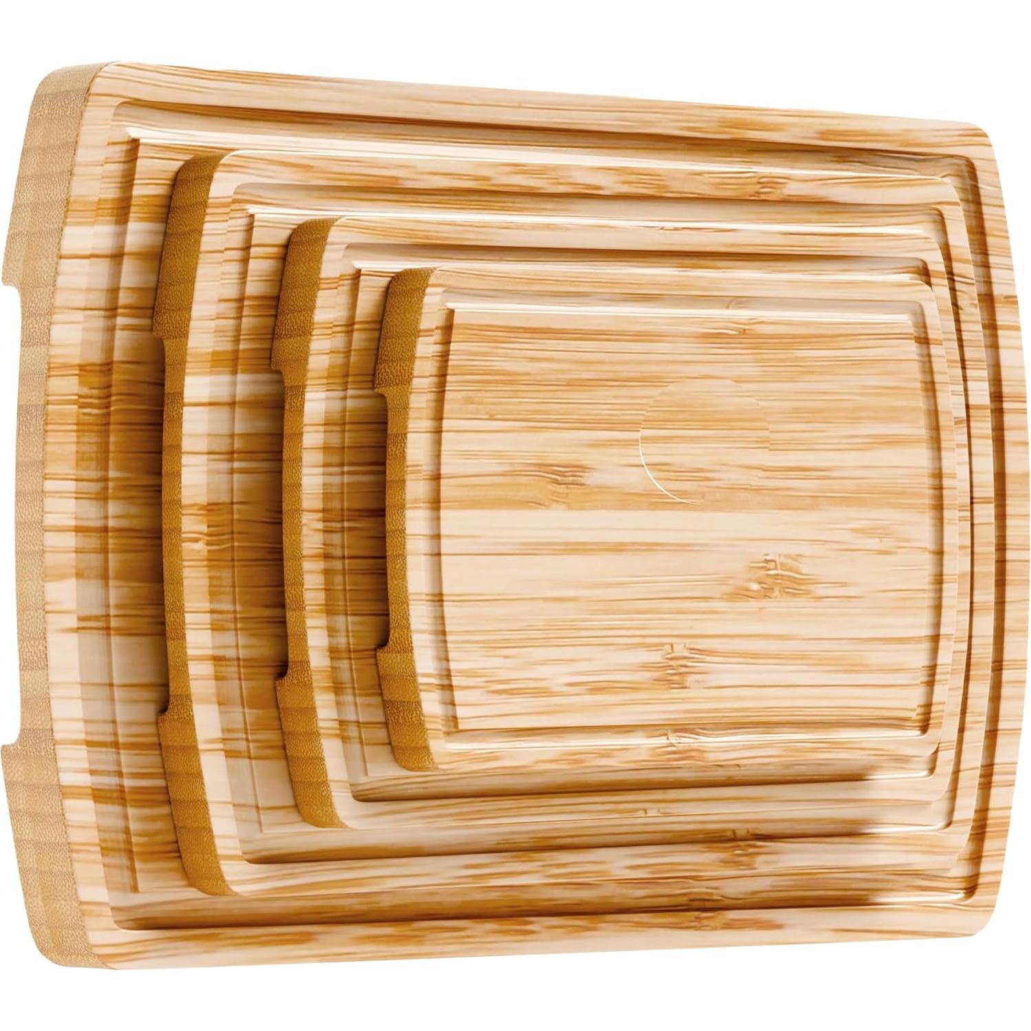 Set de 4 Tablas de Cortar de Bambú con Canal de Jugo - Bambusi