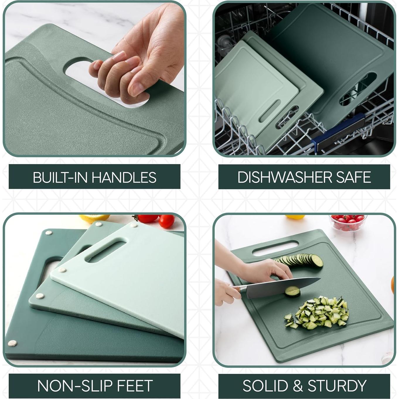 Juego de 3 Tablas de Cortar Antideslizantes COOK WITH COLOR Menta