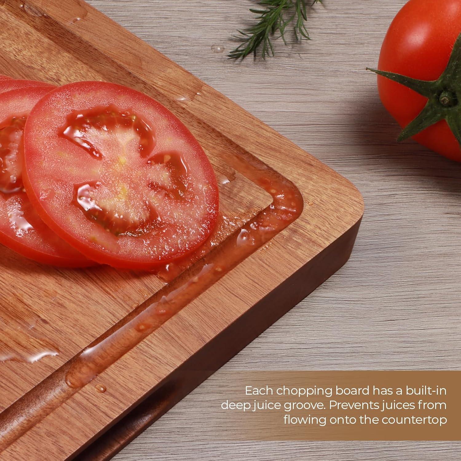 Juego de 3 Tablas de Cortar de Madera Acacia HAONEYS 43x30 cm