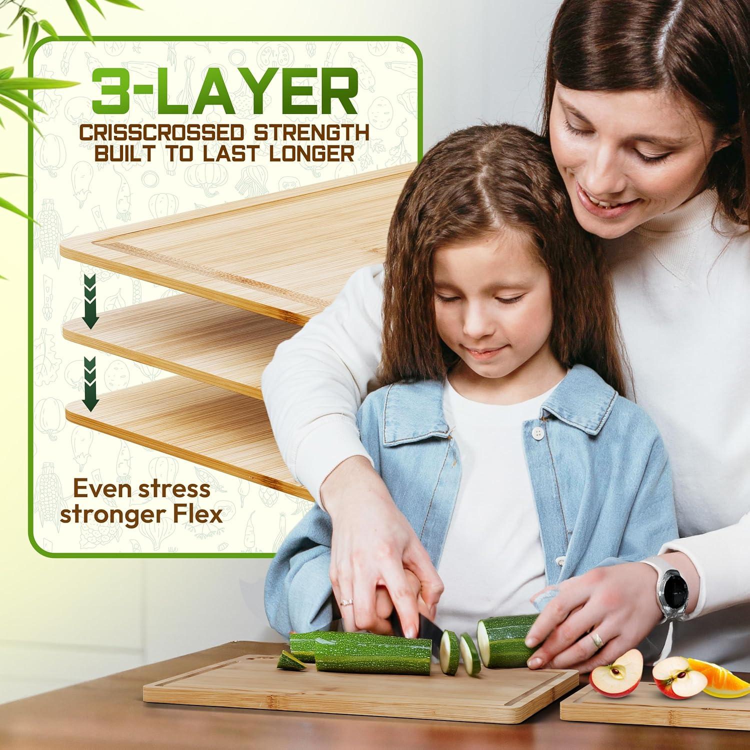 Juego de 3 Tablas de Cortar de Bambú HOMVIA - Ecológicas y Reforzadas