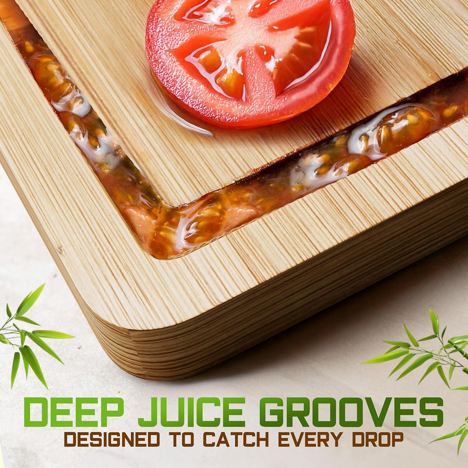 Juego de 3 Tablas de Cortar de Bambú HOMVIA - Ecológicas y Reforzadas