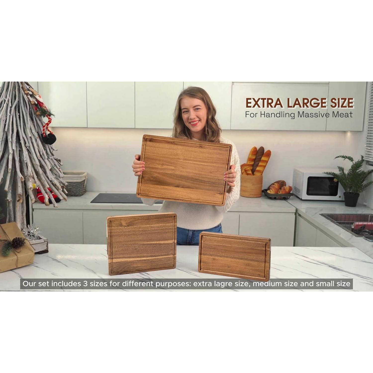 Set de 3 Tablas de Cortar de Madera KOLWOVEN - Acacia 43.2x30 cm