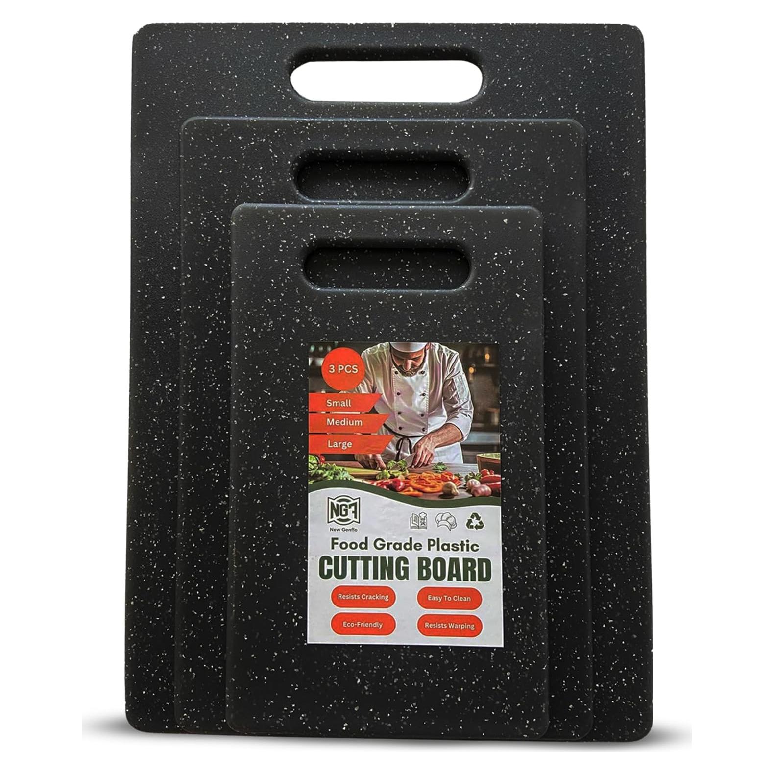 Juego de 3 Tablas de Cortar New Genflo Antideslizantes Negras