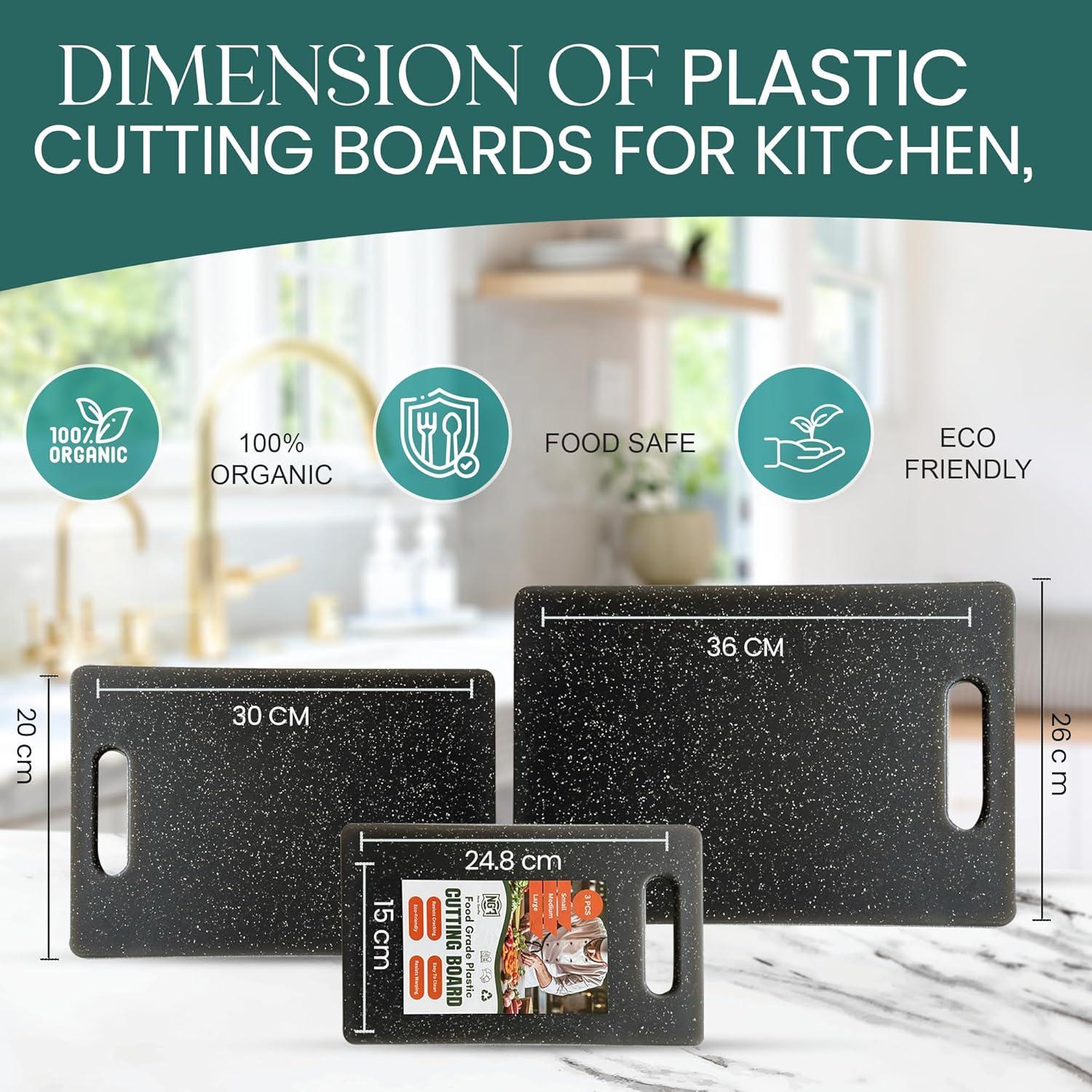 Juego de 3 Tablas de Cortar New Genflo Antideslizantes Negras