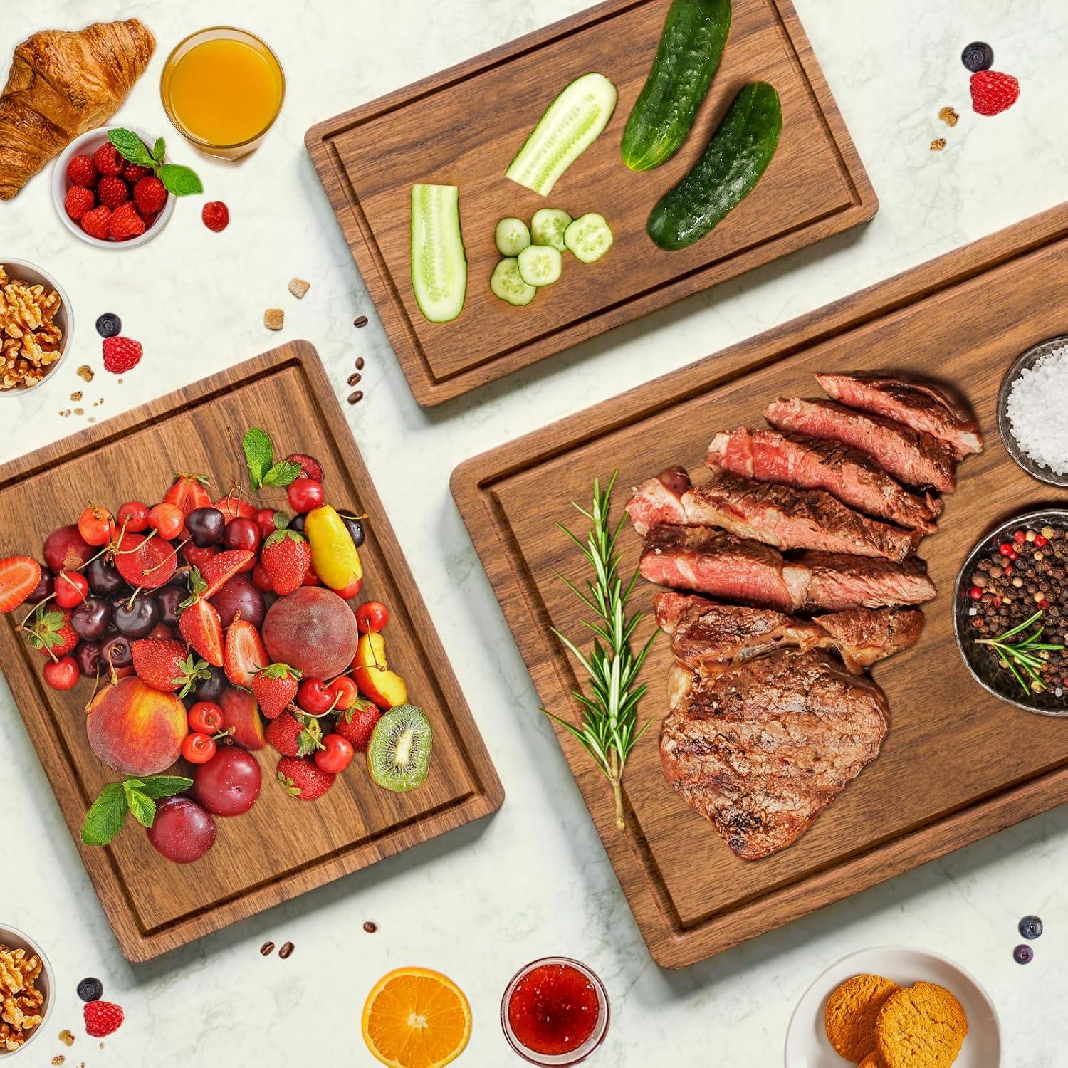 Juego de 3 tablas de cortar de madera de acacia Misawce