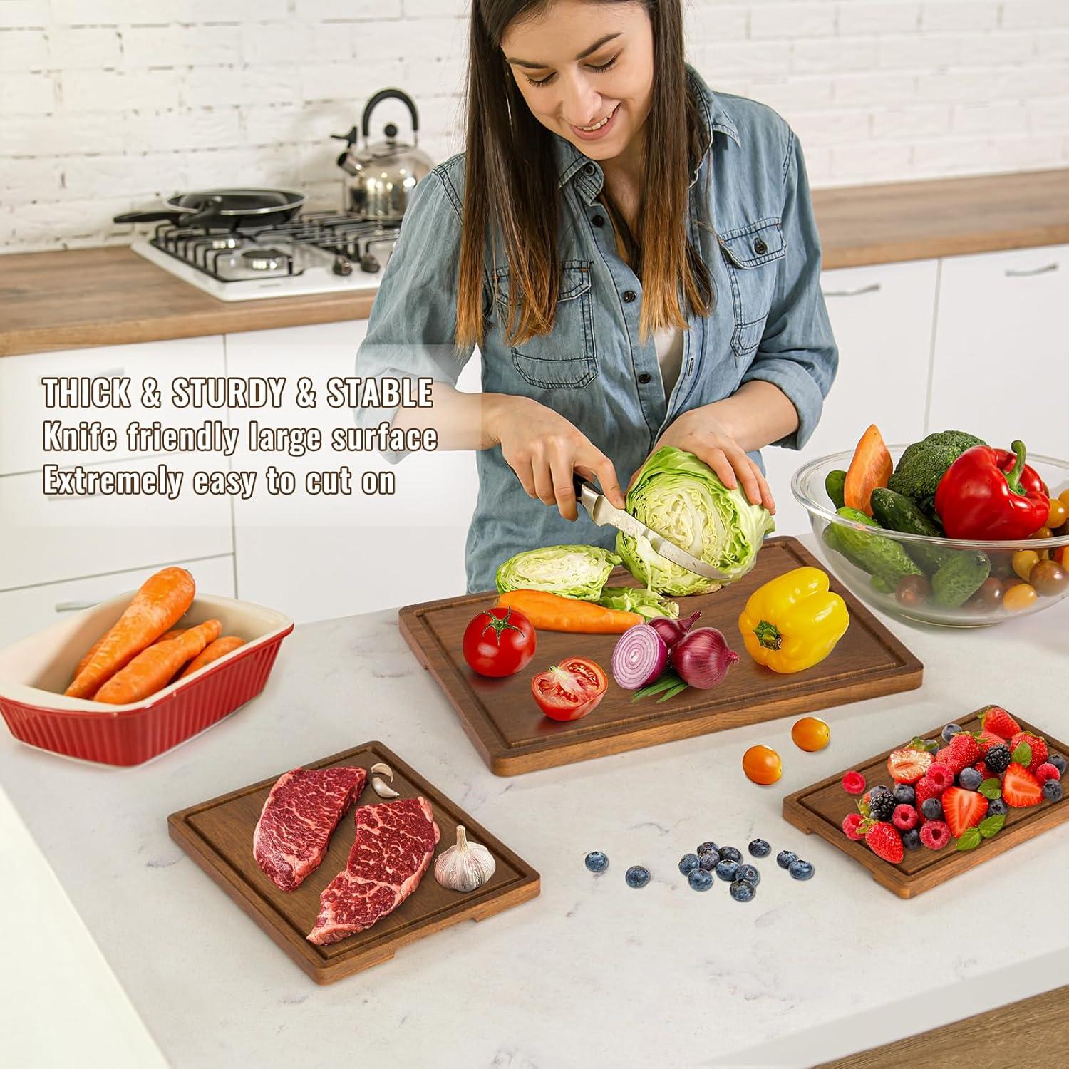 Juego de 3 tablas de cortar de madera de acacia Misawce