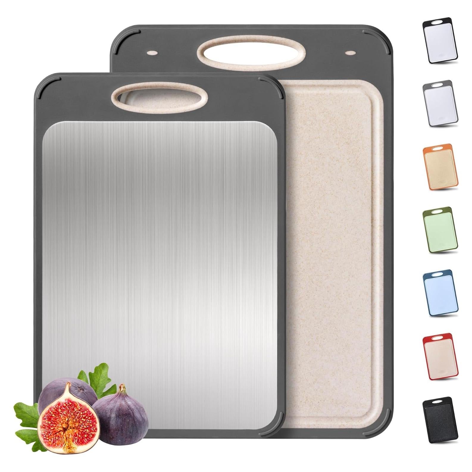 Juego de 2 Tablas de Cortar Socisen Acero Inoxidable 44x31cm