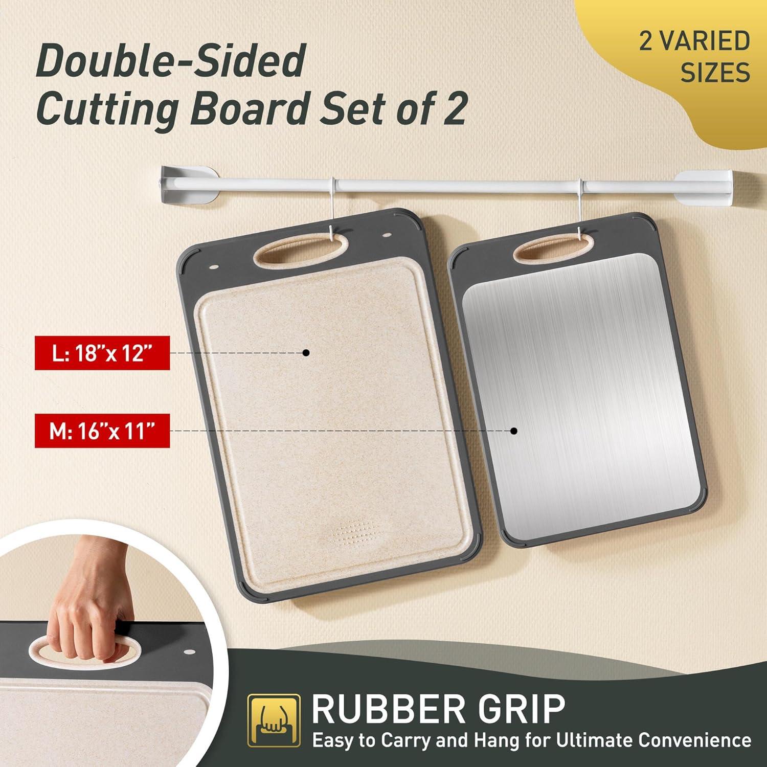 Juego de 2 Tablas de Cortar Socisen Acero Inoxidable 44x31cm