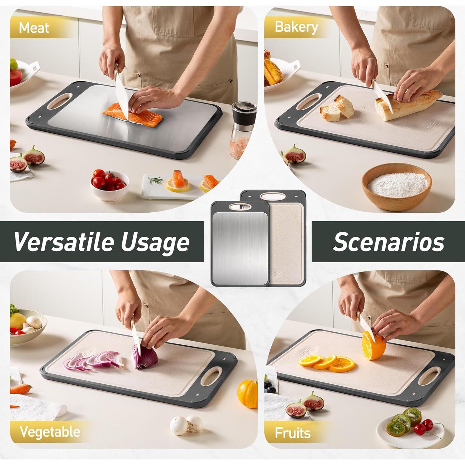 Juego de 2 Tablas de Cortar Socisen Acero Inoxidable 44x31cm